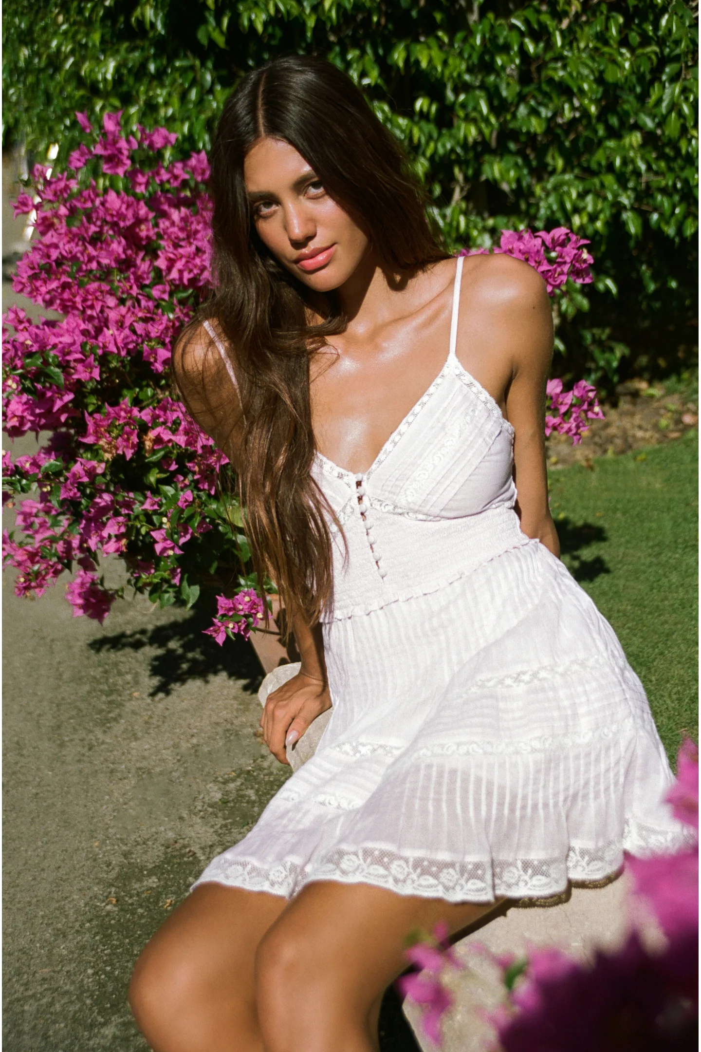 Krista Lace-Trimmed Cotton Mini Dress - Image 2