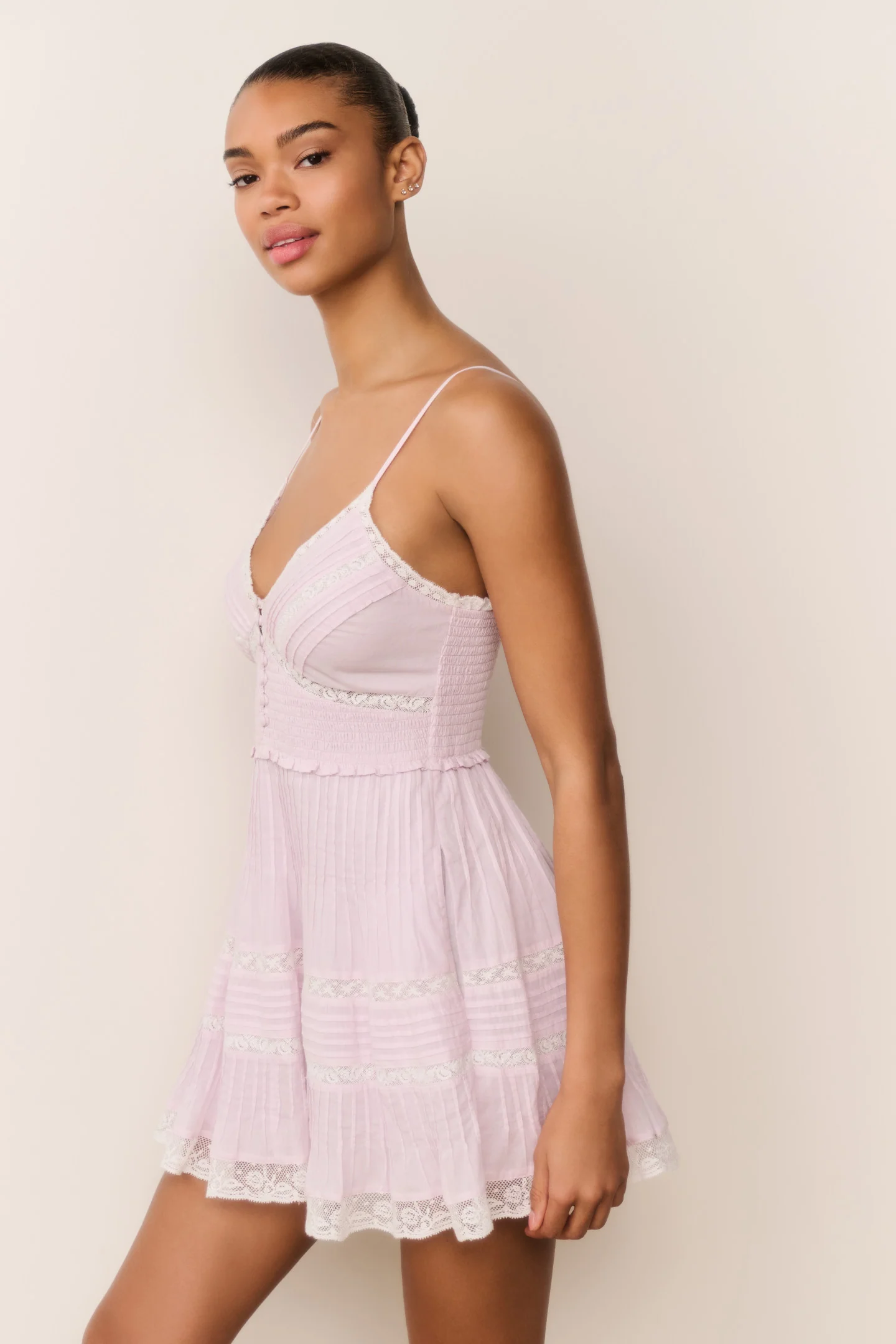 Krista Lace-Trimmed Cotton Mini Dress - Image 4
