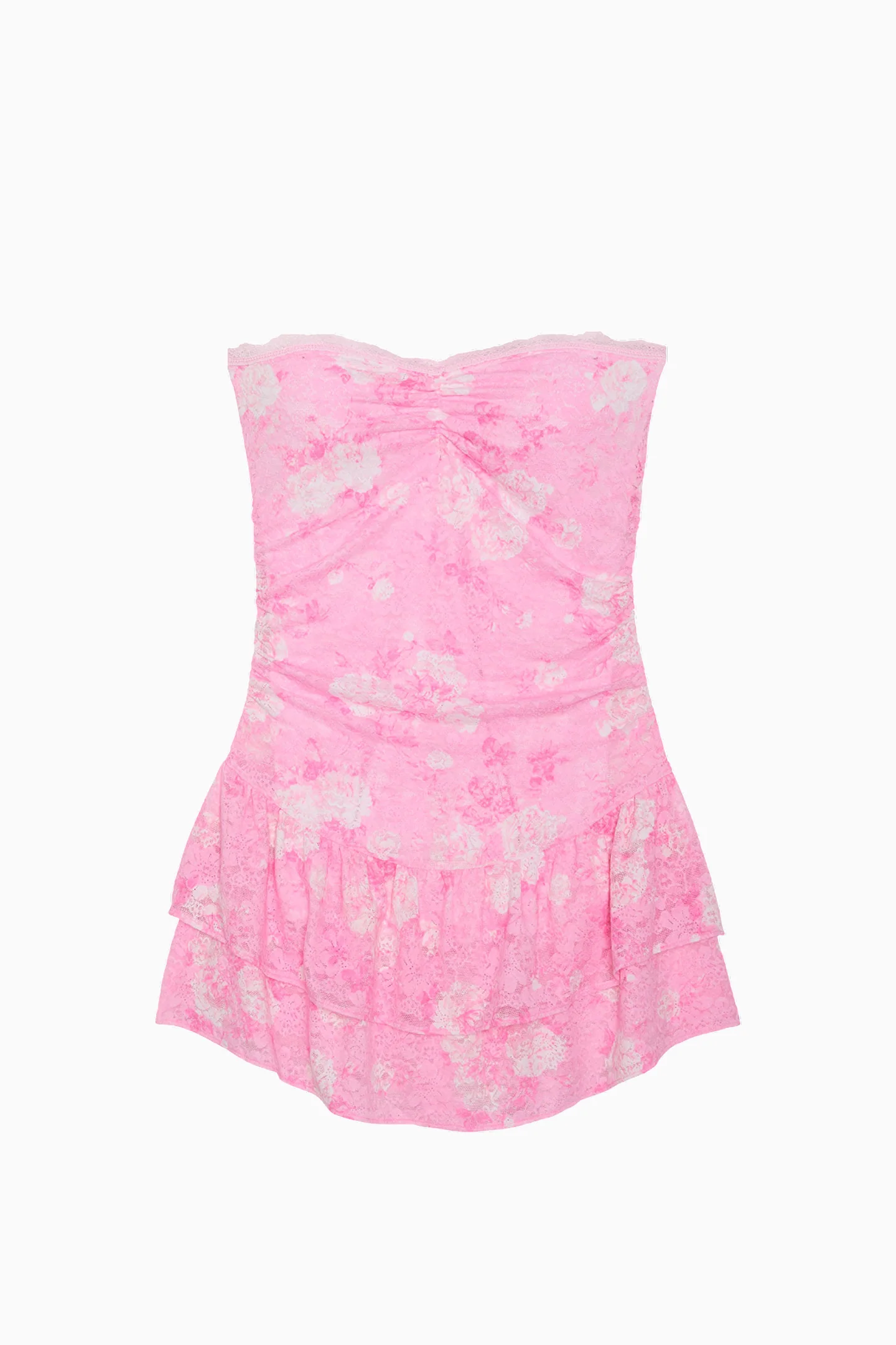 PINK x LoveShackFancy Strapless Lace Mini Dress - EVERBLOOMING PINK