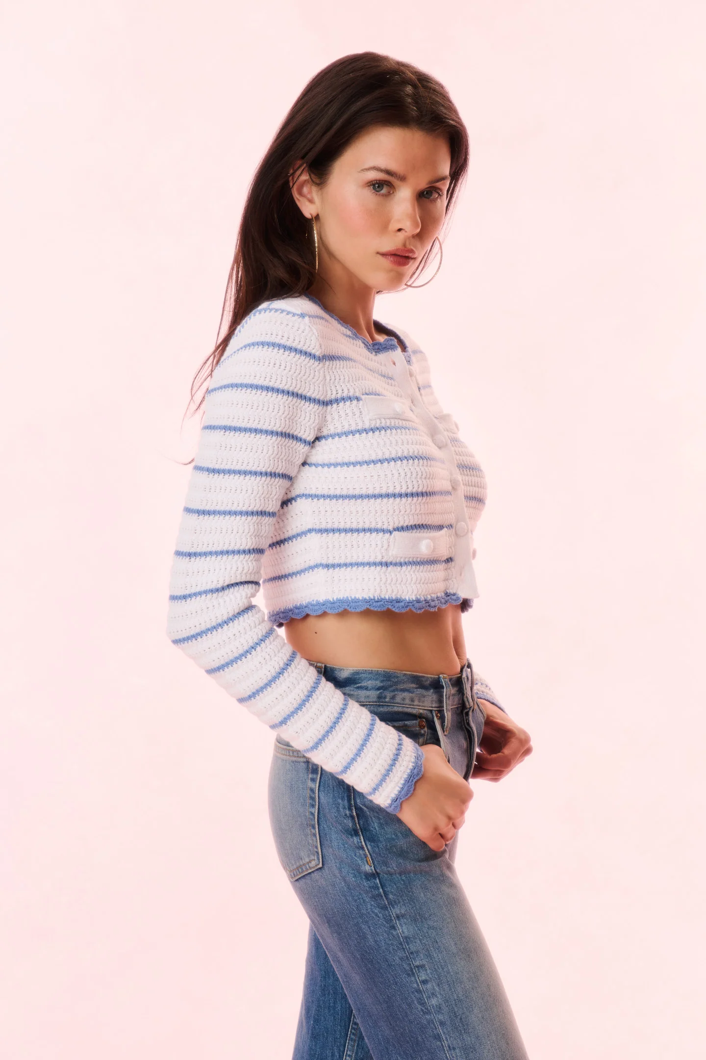 Lamiya Striped Crochet Cardigan - Image 4