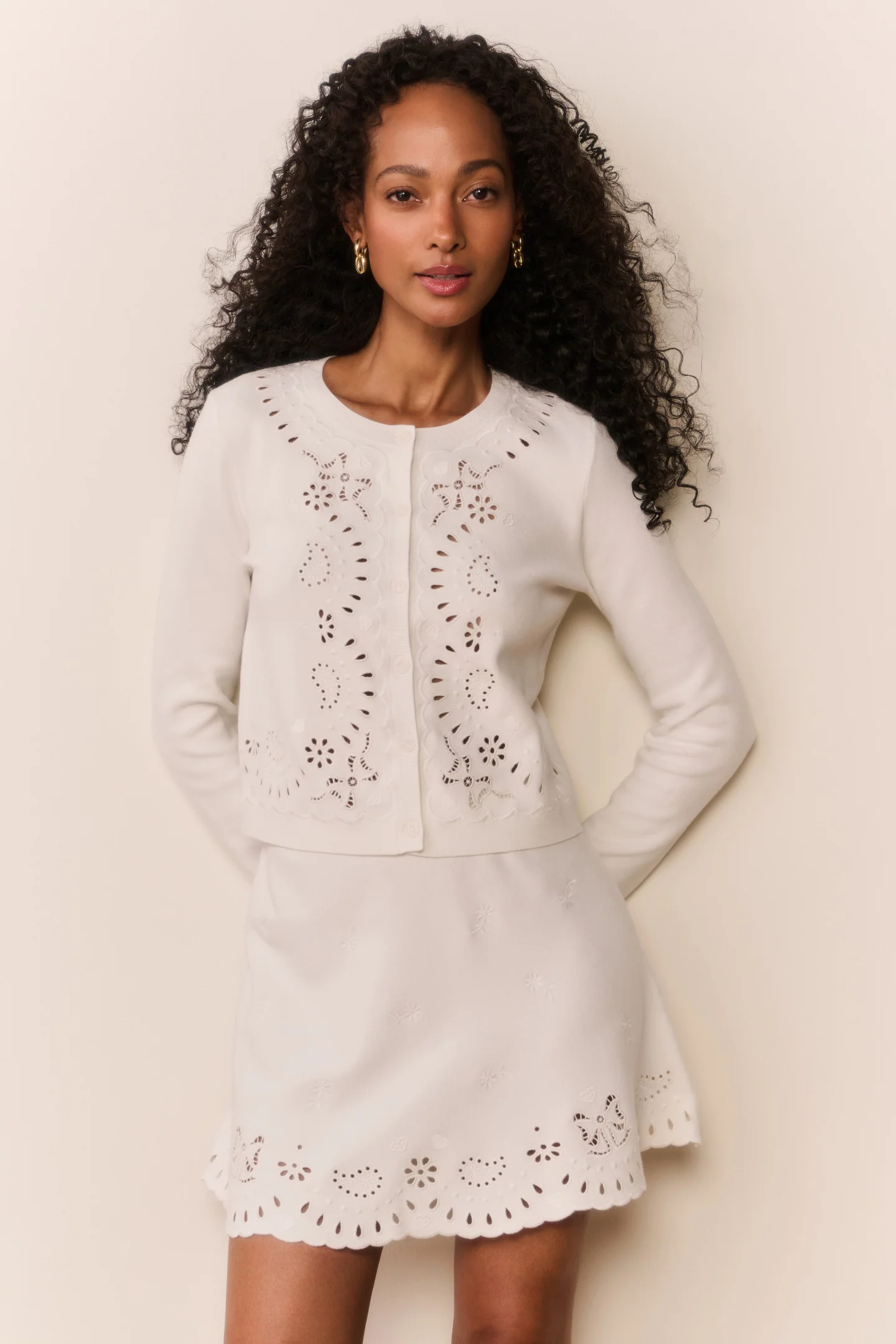 Leda Bandana Eyelet Knit Cardigan - Image 2