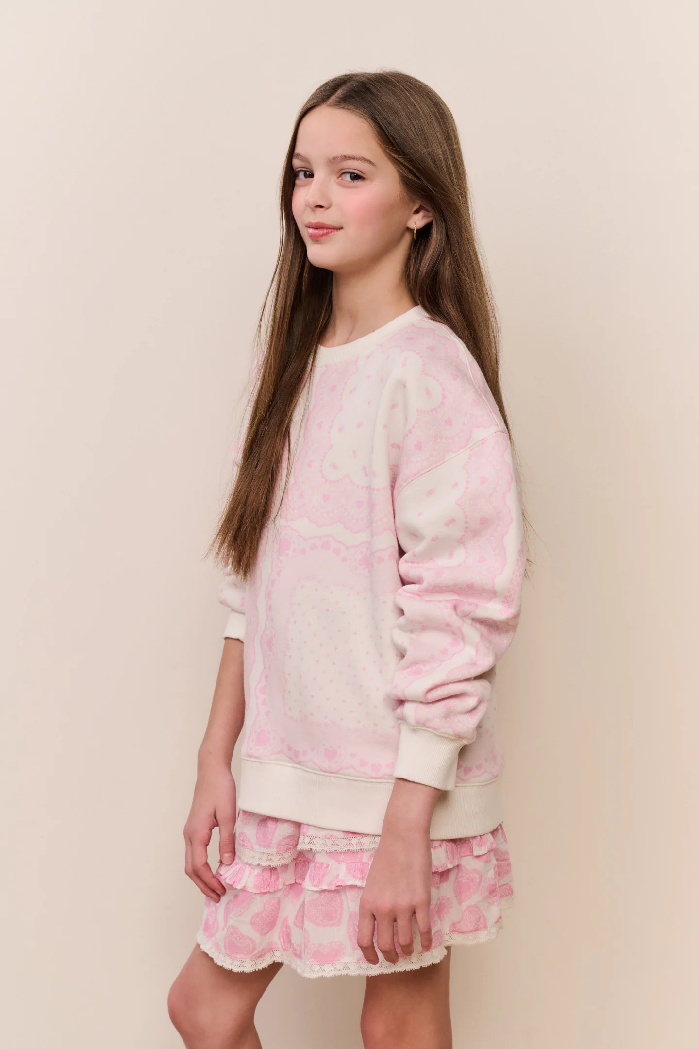 Tween Leila Heart Print Pullover - Image 3
