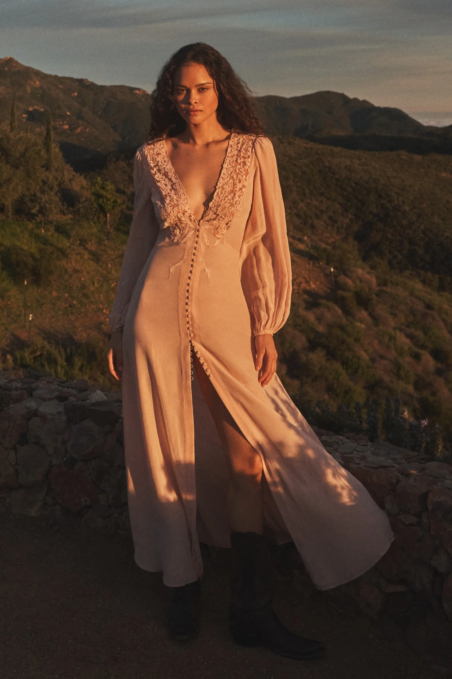 Lina Silk Lace-Trimmed Maxi Dress - Image 2