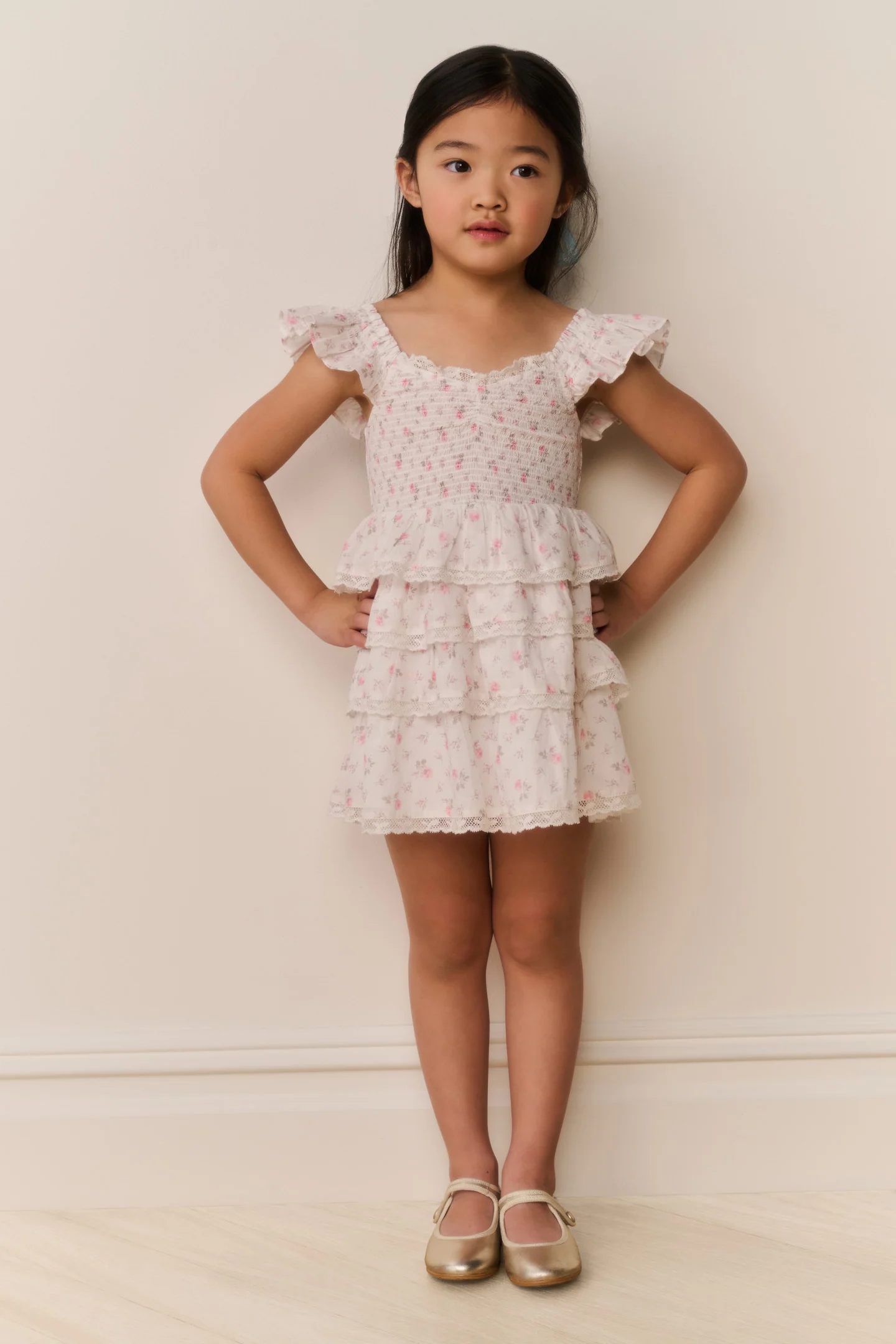 Little Girls Linoette Floral Cotton Dress - Image 2