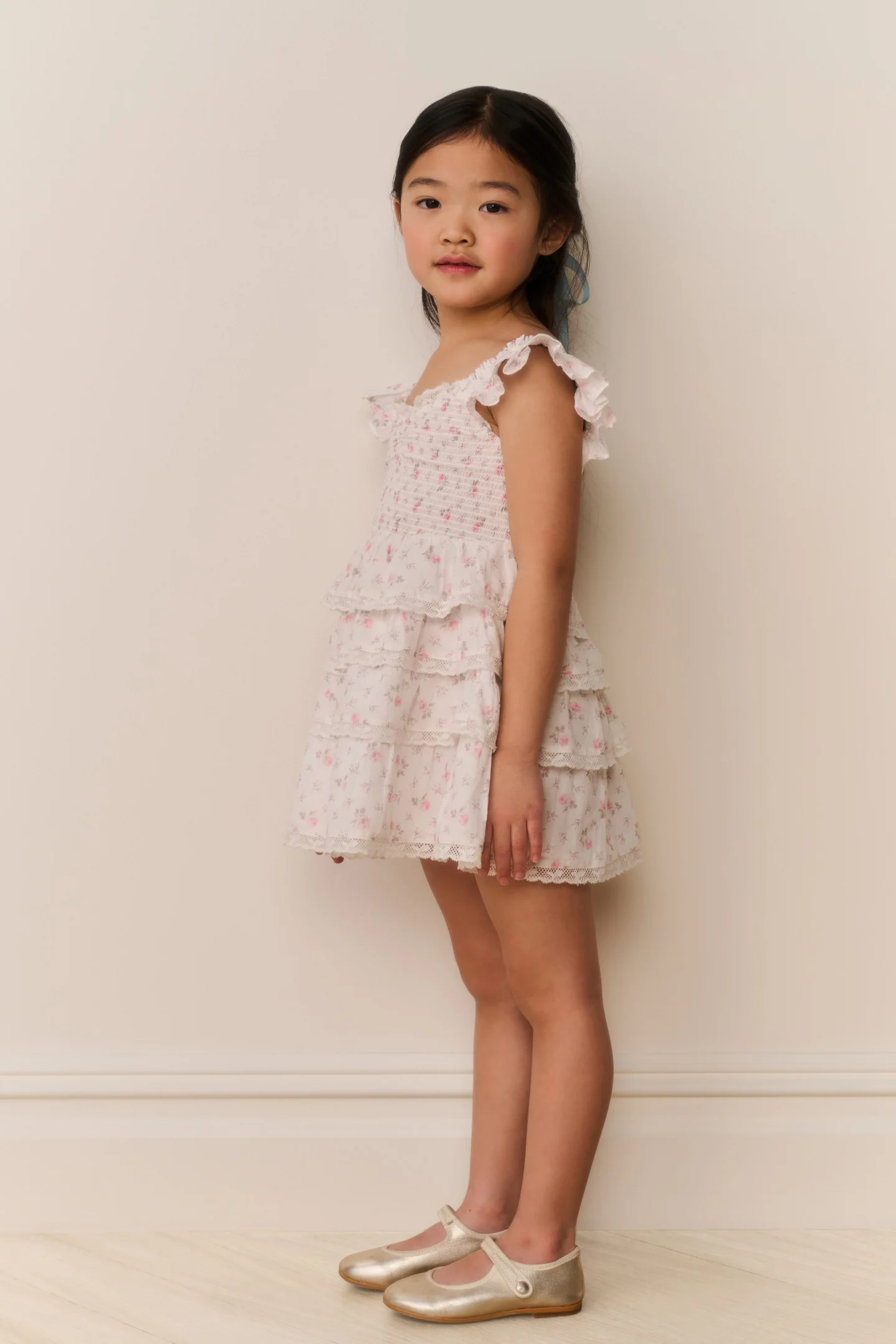 Little Girls Linoette Floral Cotton Dress - Image 3