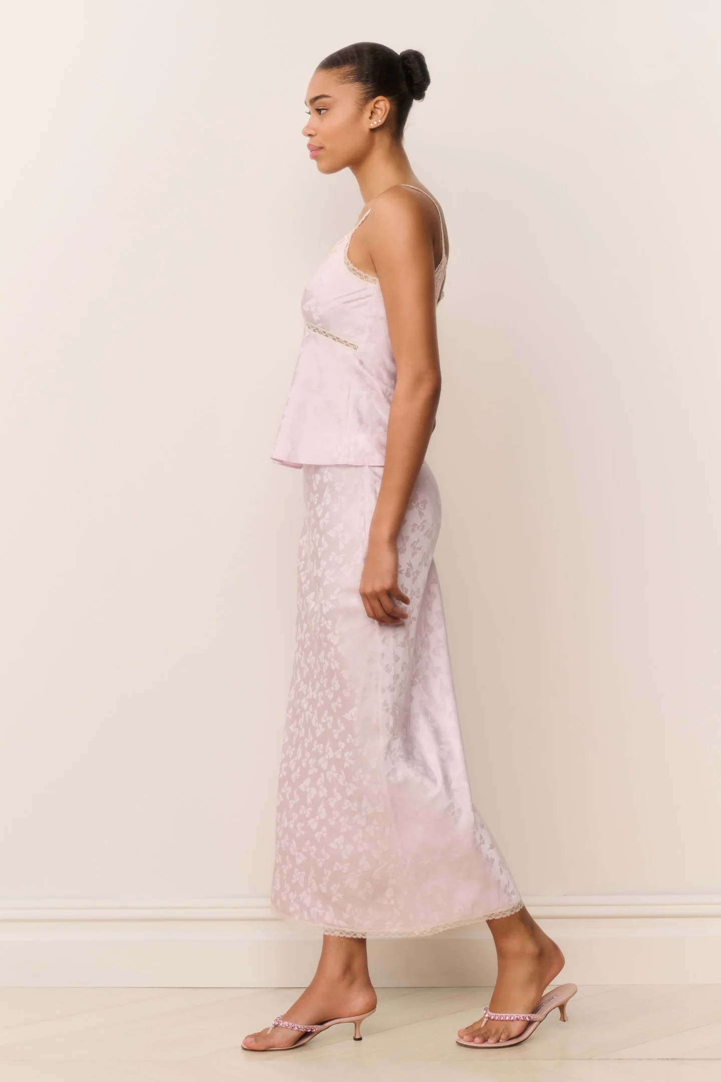 Lirena Silk-Blend Bow Jacquard Top - Image 3