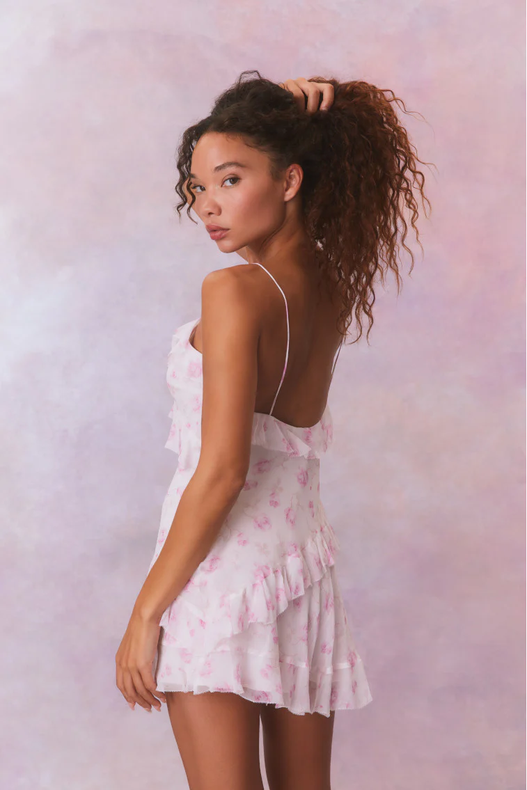Lomina Heirloom Print Silk Mini Dress - Image 7