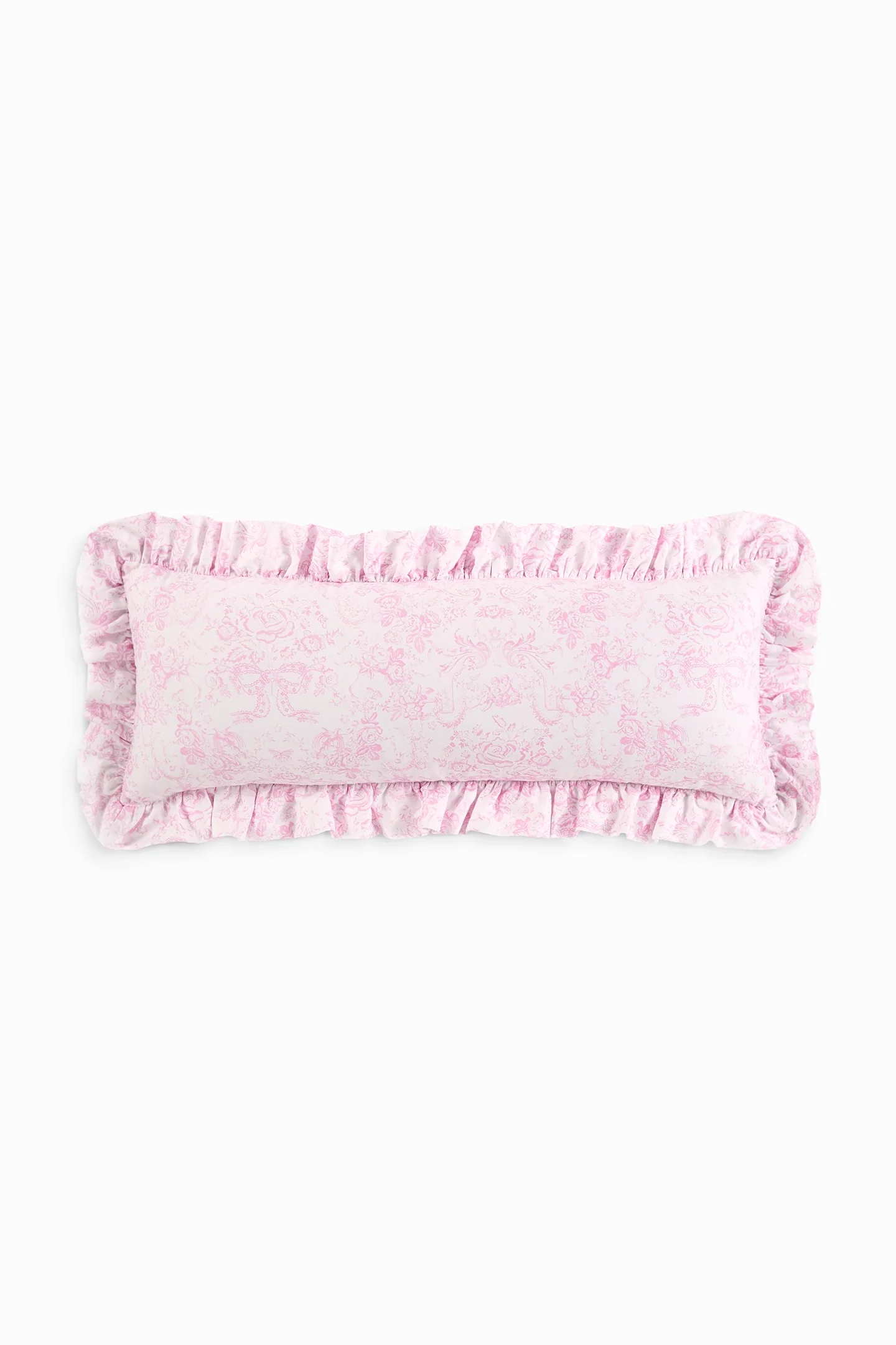 Lumbar Toile Print Ruffle Pillow