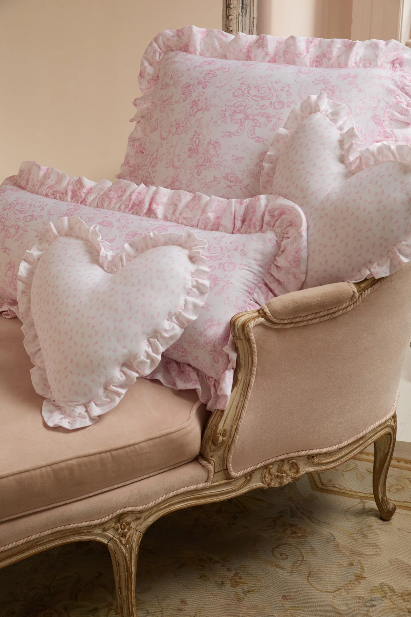 Lumbar Toile Print Ruffle Pillow - Image 2