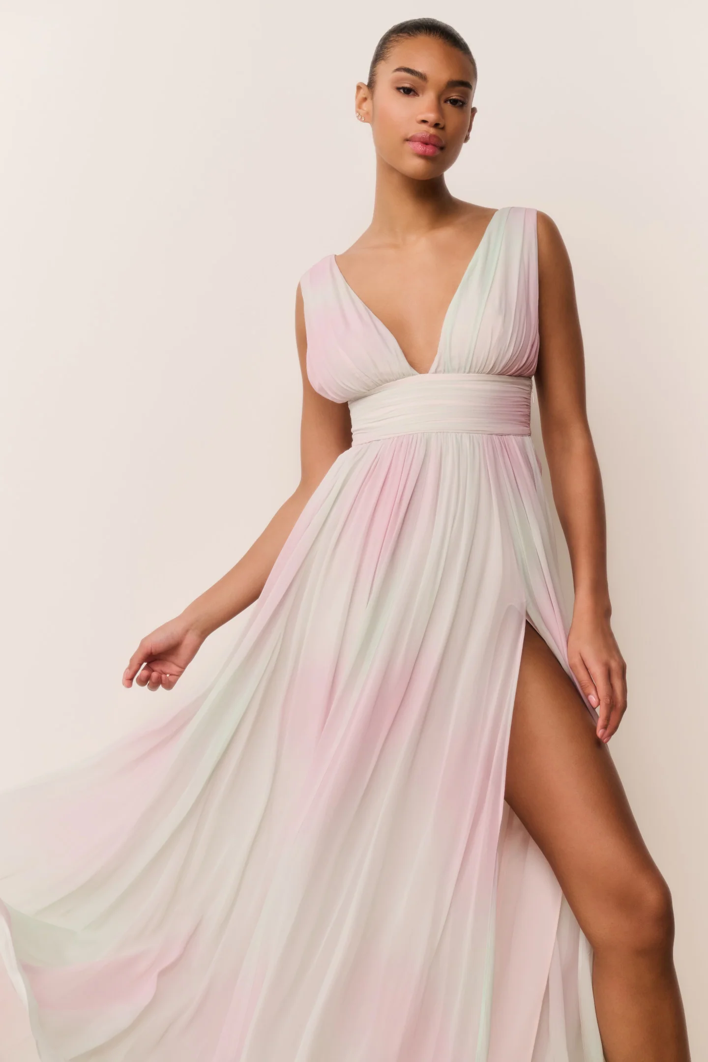 Madeleine Pastel Tie-Dye Chiffon Maxi Dress - Image 2