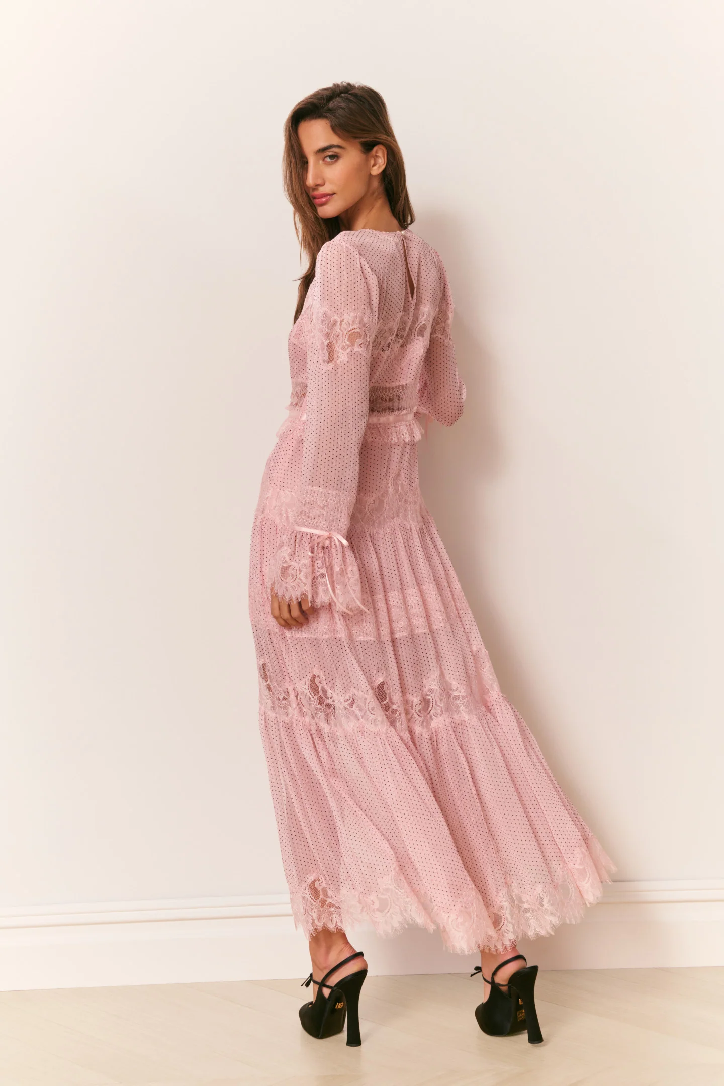 Marinetta Polka Dot Lace-Trim Maxi Dress - Image 5