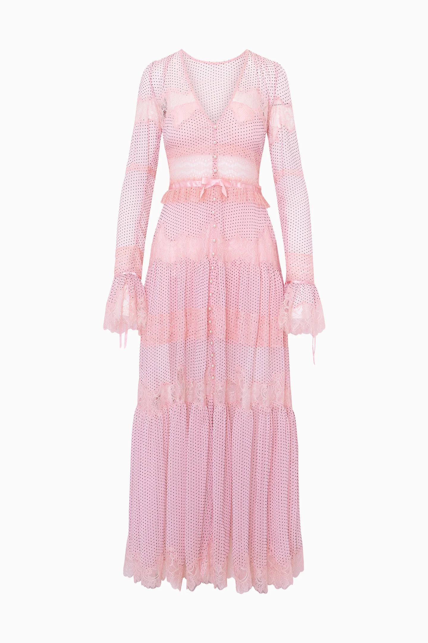 Marinetta Polka Dot Lace-Trim Maxi Dress - Image 6