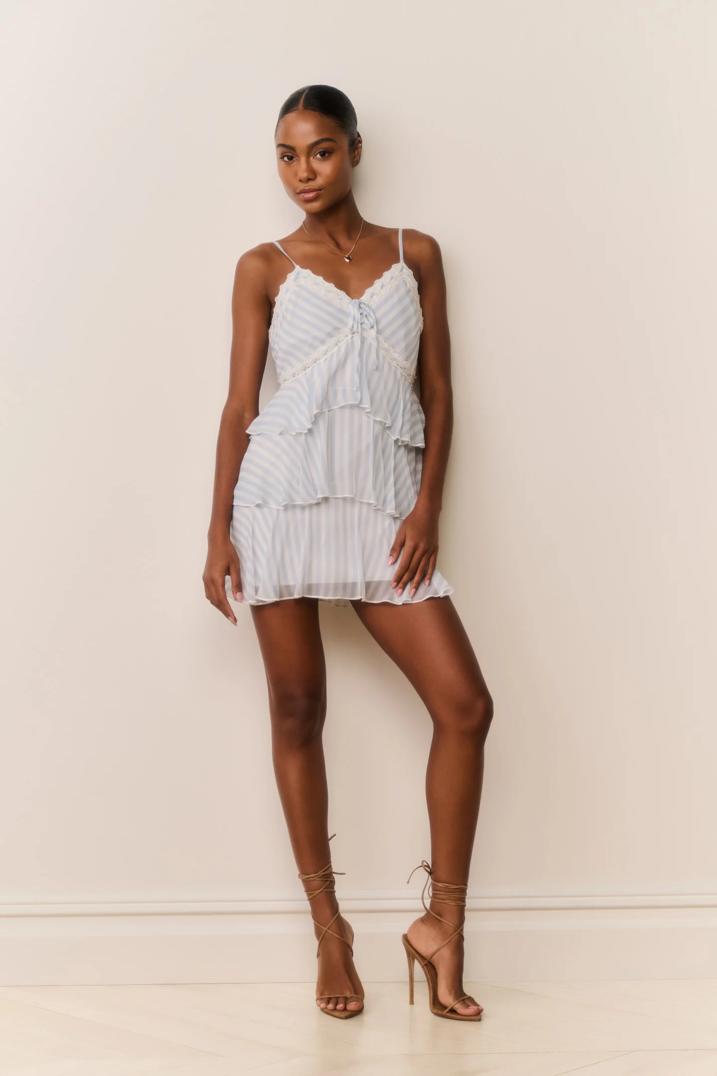 Marlia Striped Chiffon Mini Dress - Image 2