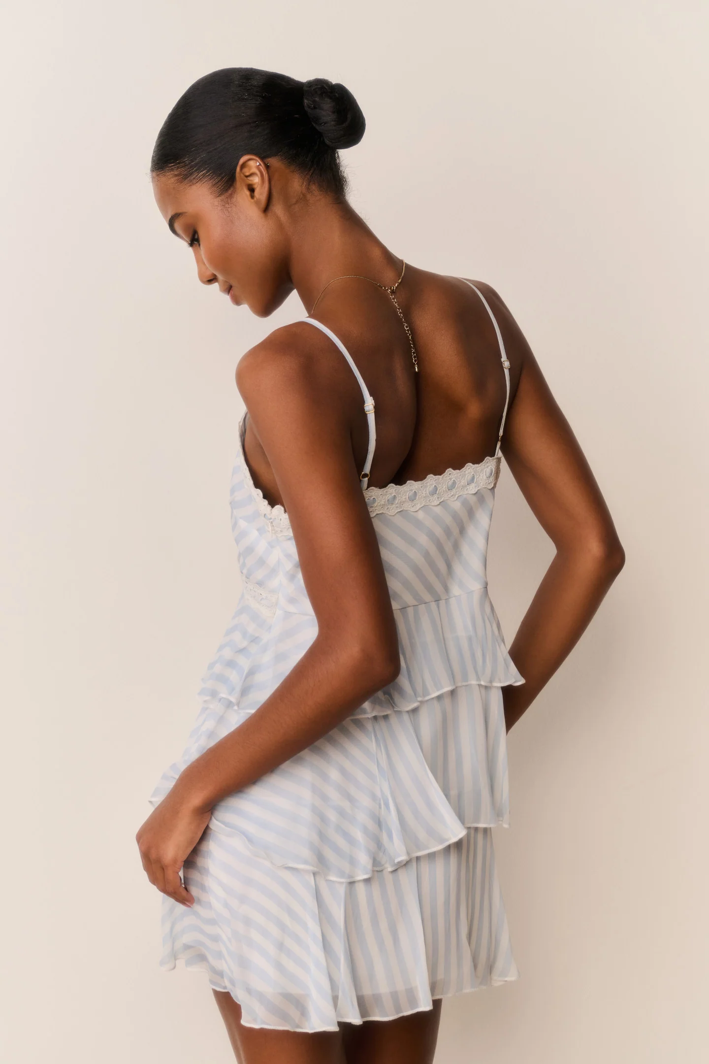 Marlia Striped Chiffon Mini Dress - Image 6