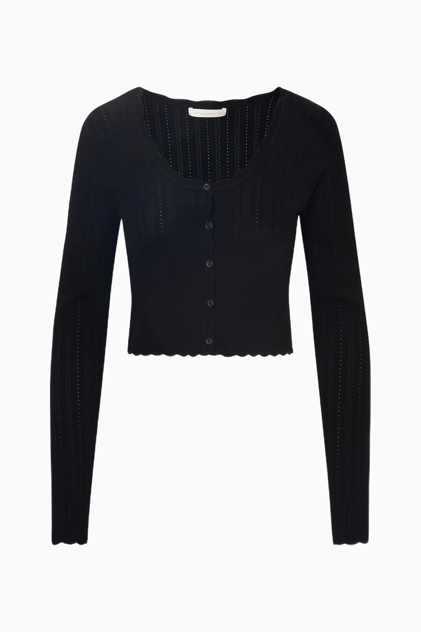 Martti Stretch Pointelle Cardigan - BLACK - Image 5