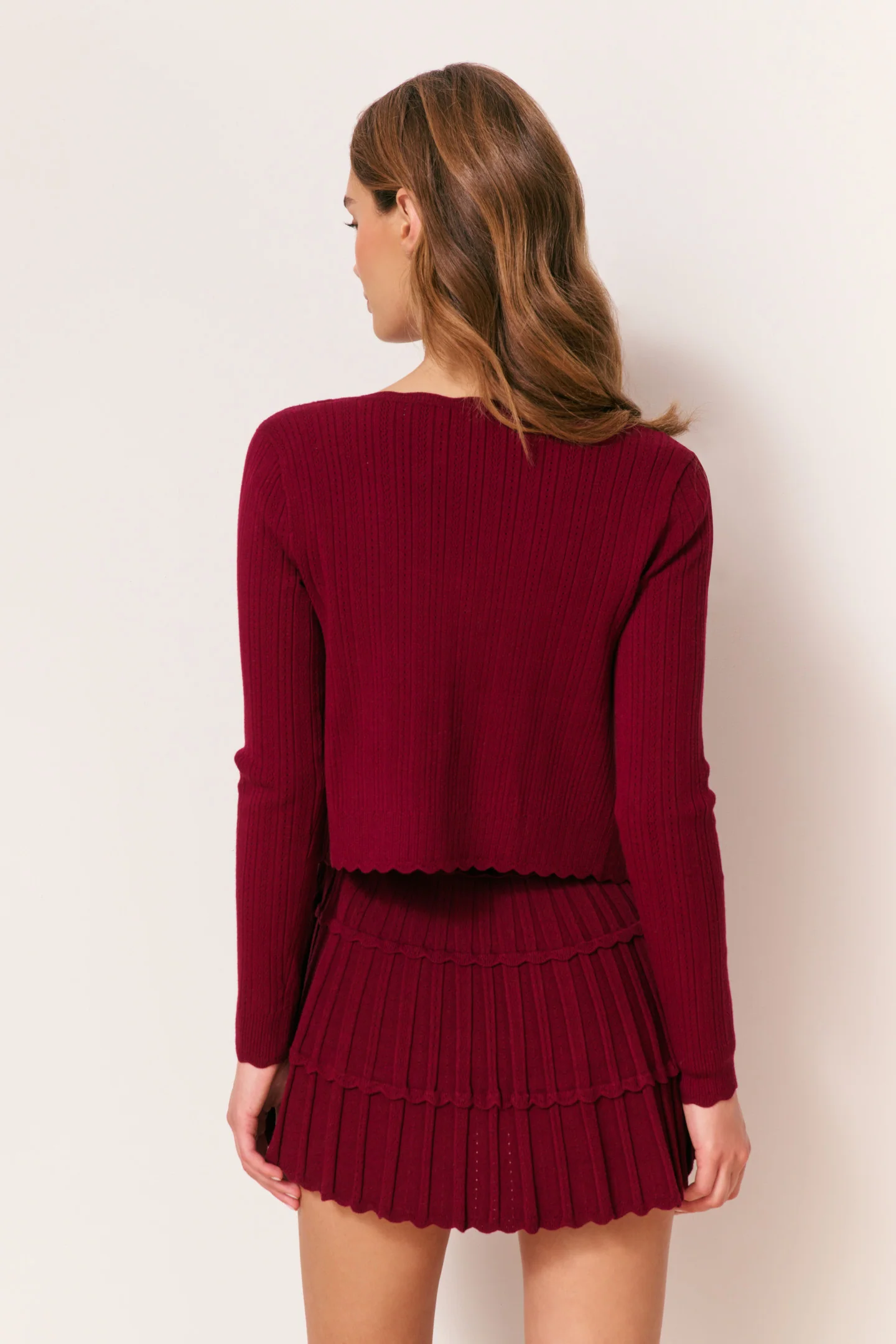 Martti Stretch Pointelle Cardigan - SPICED BERRY - Image 3