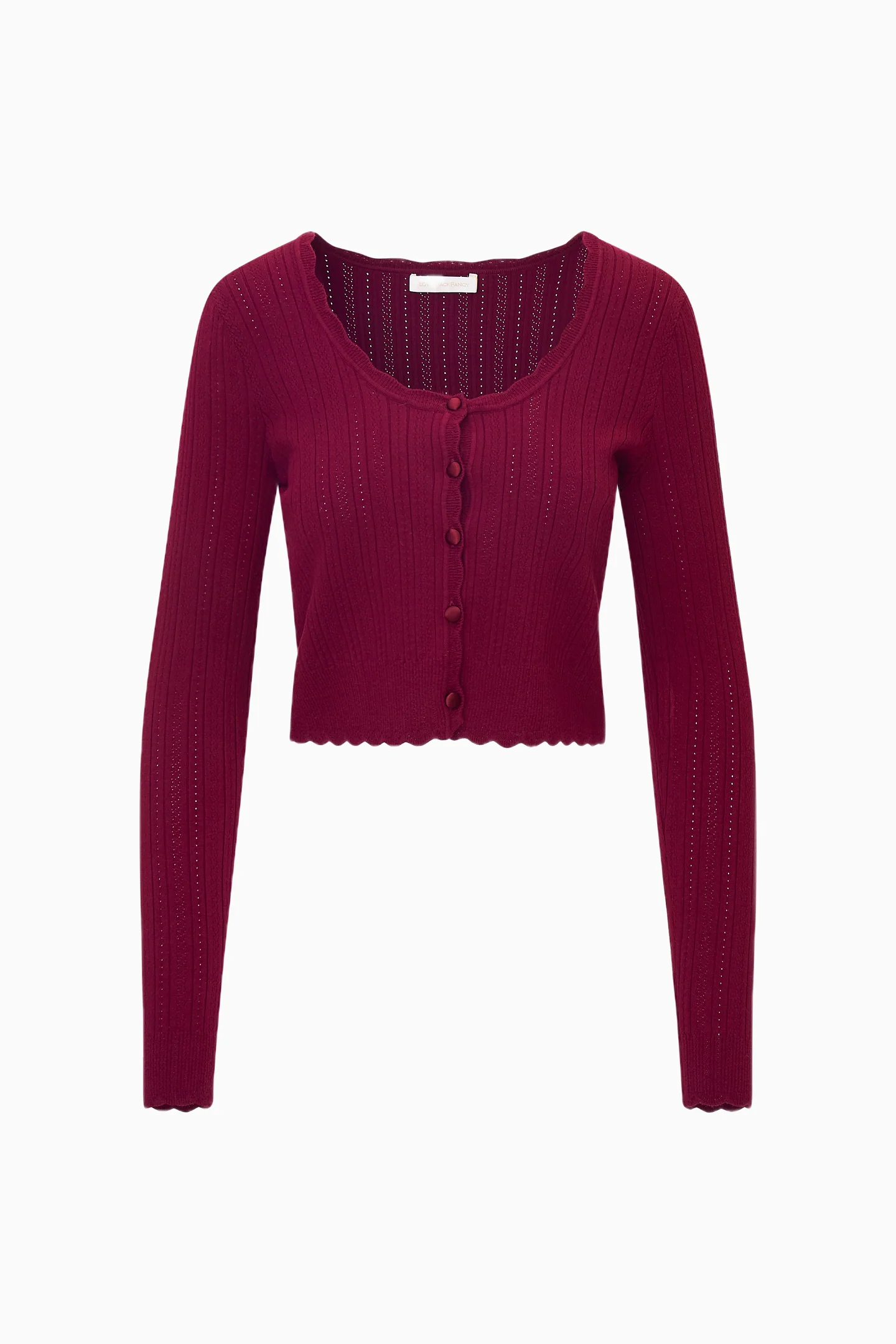 Martti Stretch Pointelle Cardigan - SPICED BERRY - Image 5