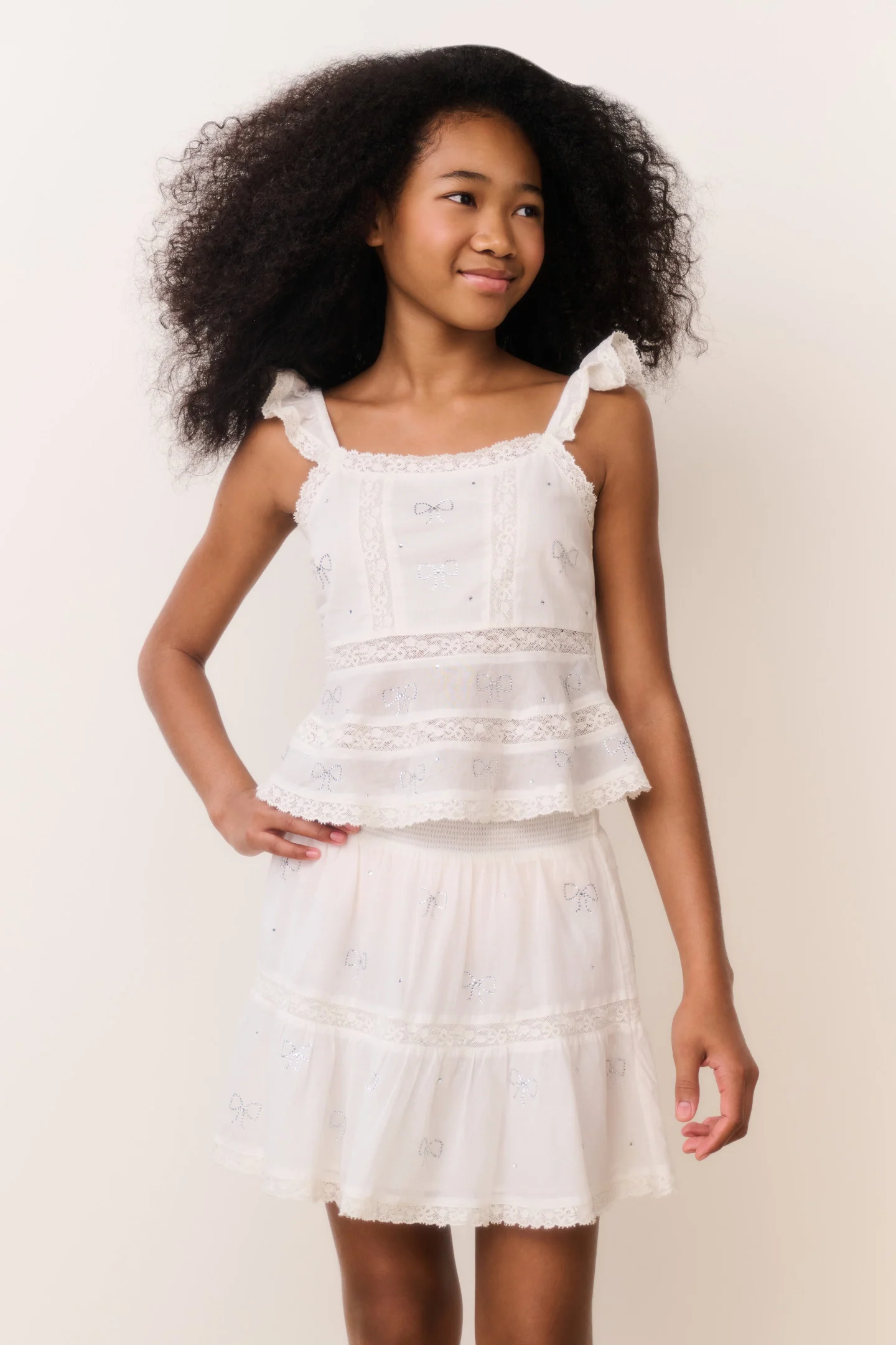 Tween Silano Crystal Bow Cotton Skirt - Image 2