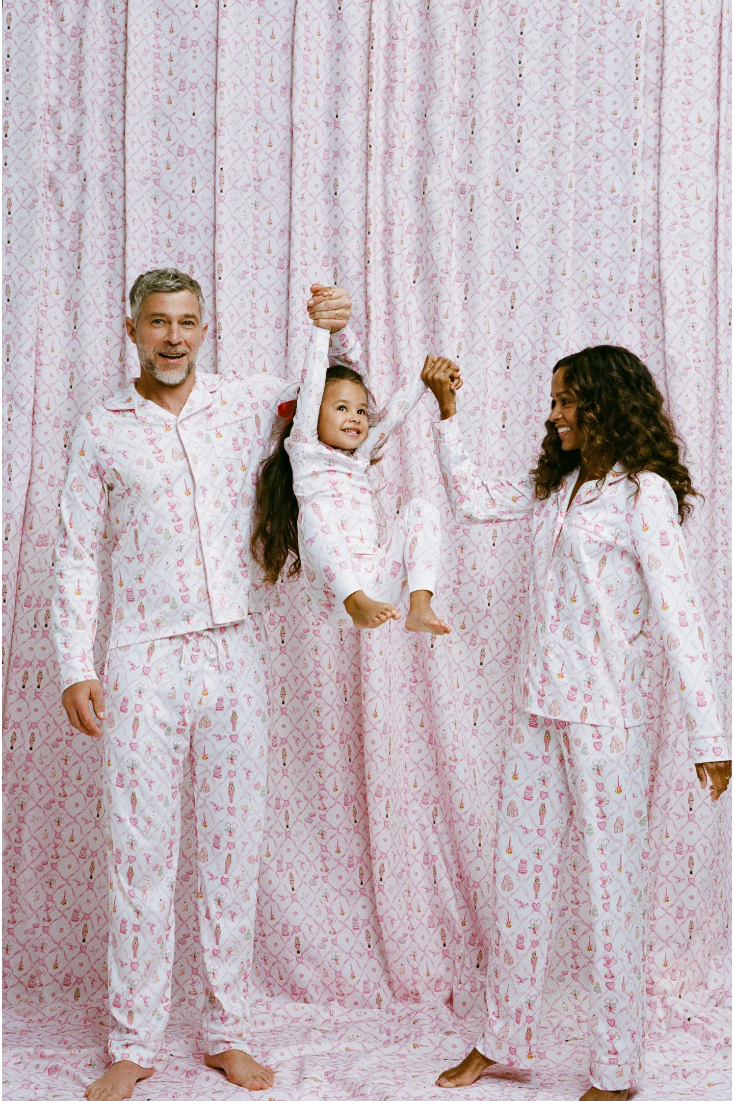 LoveShackFancy x Roller Rabbit Mens Sugarplum Lattice Long Sleeve Polo Pajamas - Image 3