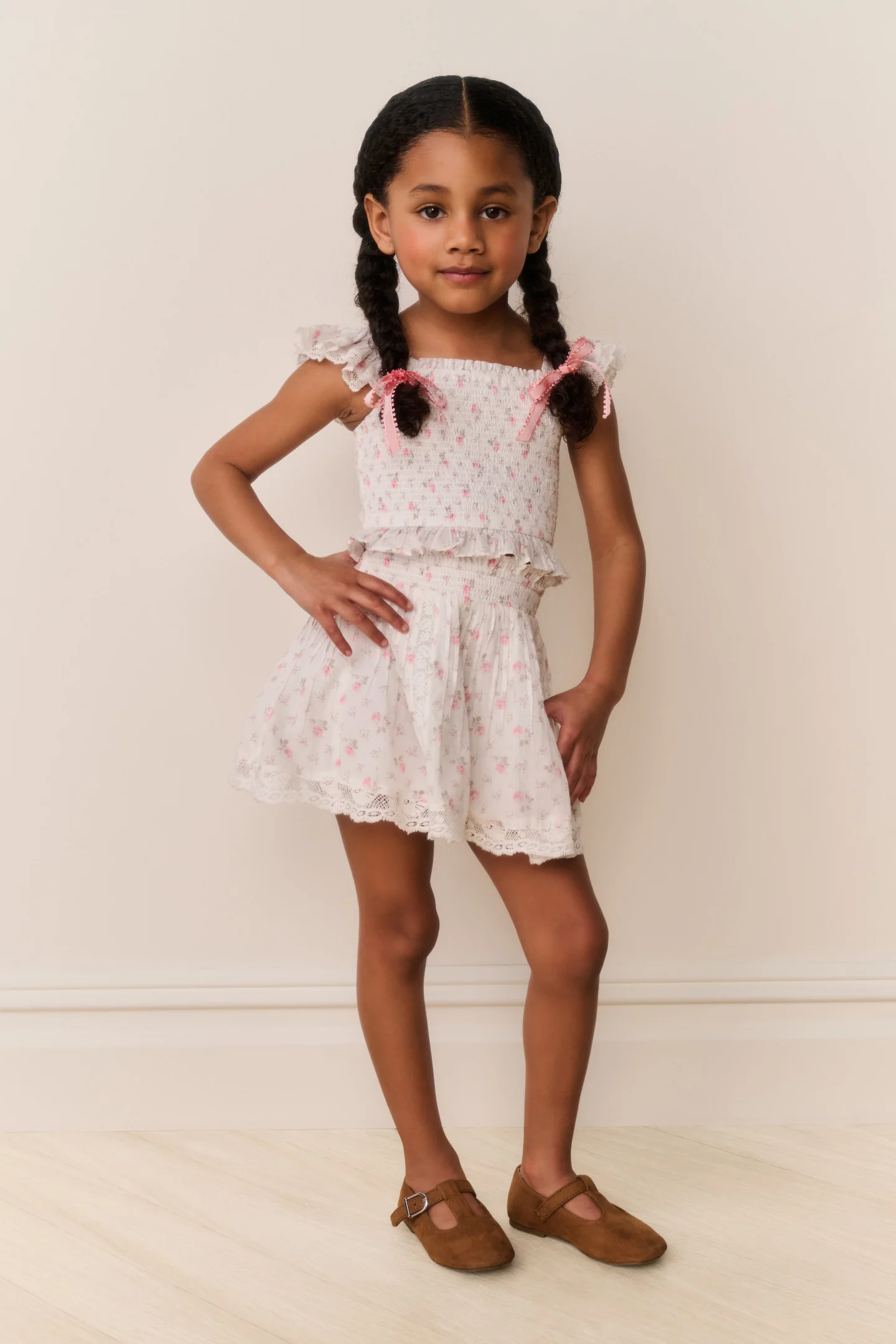 Little Girls Mini Solena Floral Cotton Skirt - Image 7
