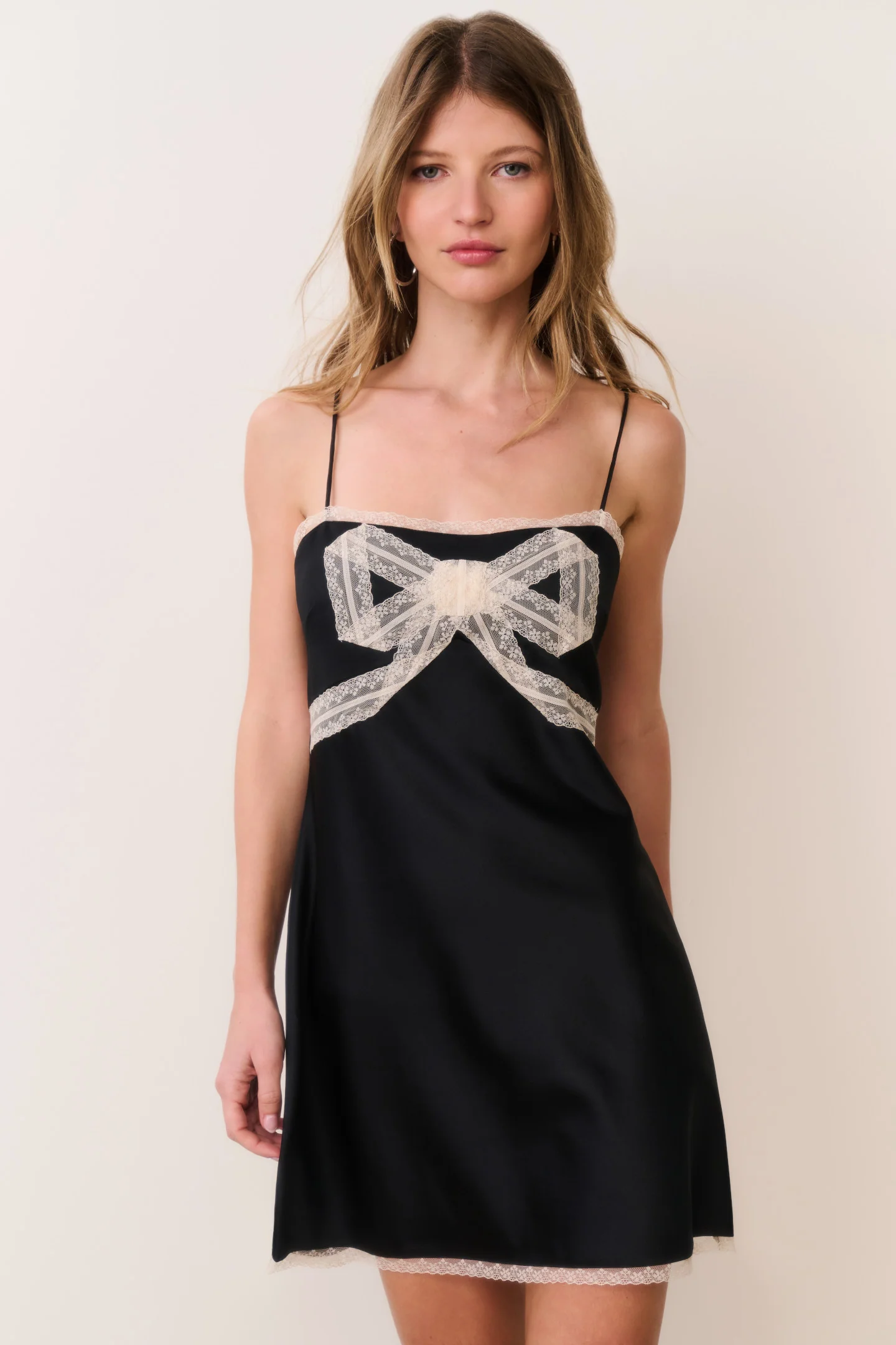 Mirelis Lace Bow Crepe Mini Dress - Image 9