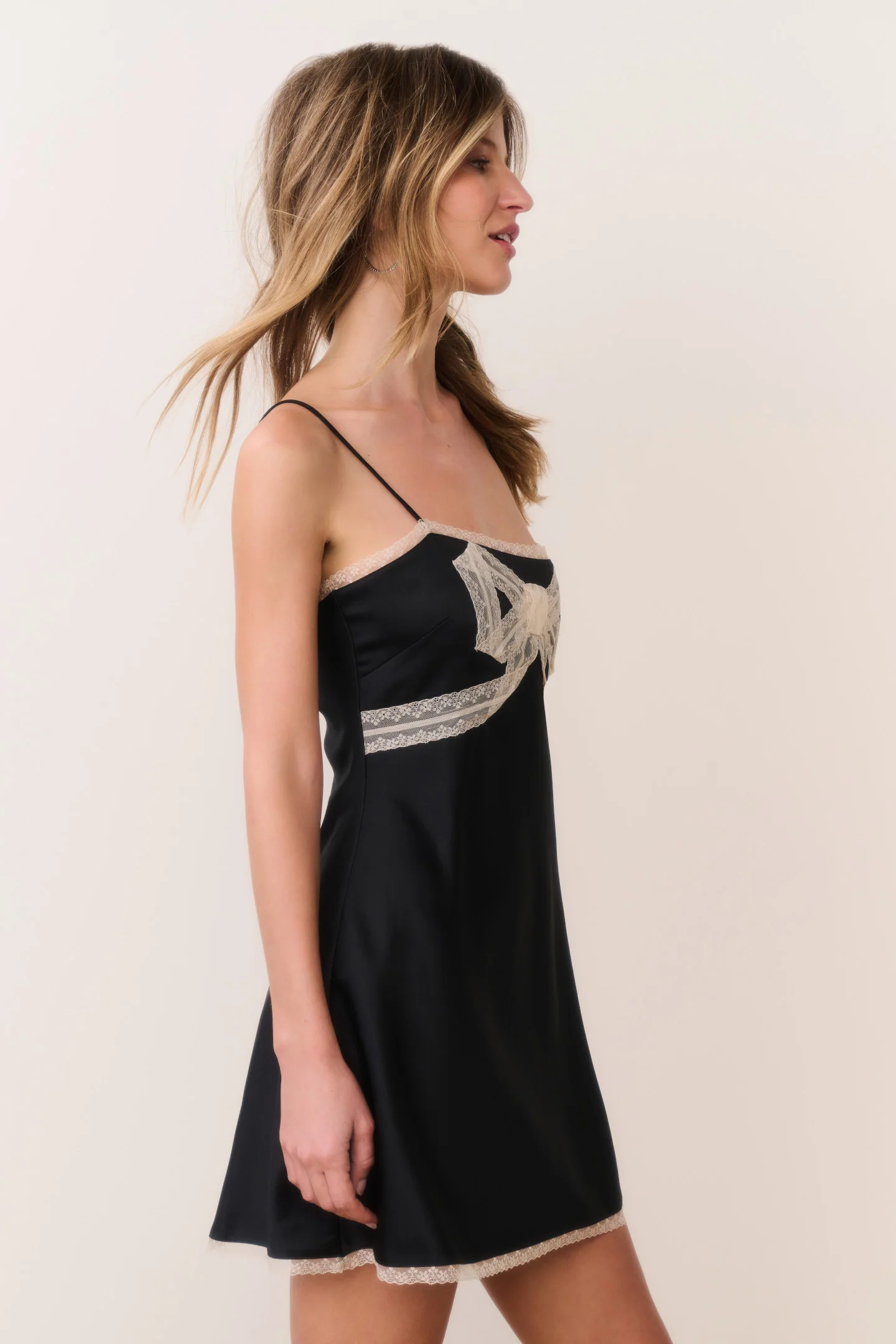 Mirelis Lace Bow Crepe Mini Dress - Image 12
