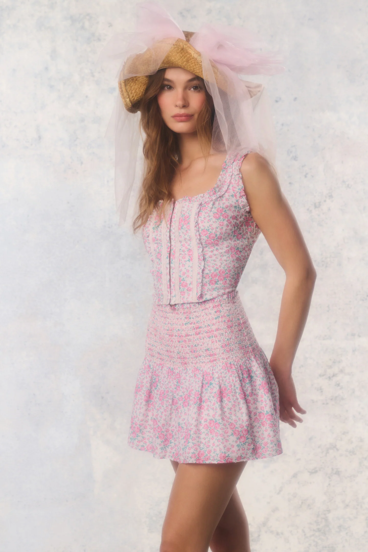 Re-Edition Misty Floral Cotton Mini Skirt - Image 4