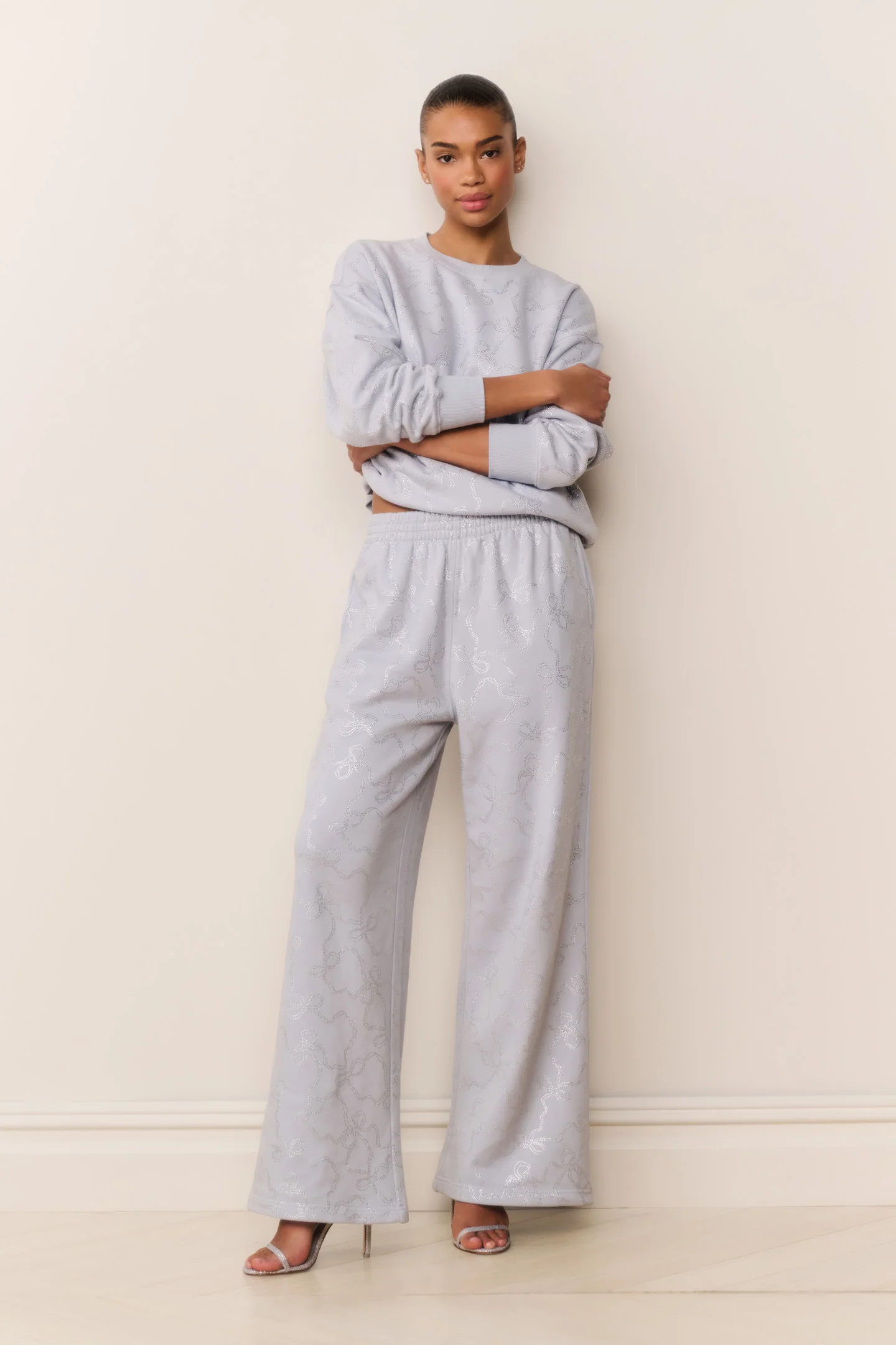 Momo Bow Embellished Fleece Sweatpants