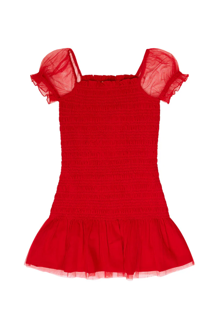 Girls Mosa Off-The-Shoulder Mini Dress - CRIMSON RED - Image 4