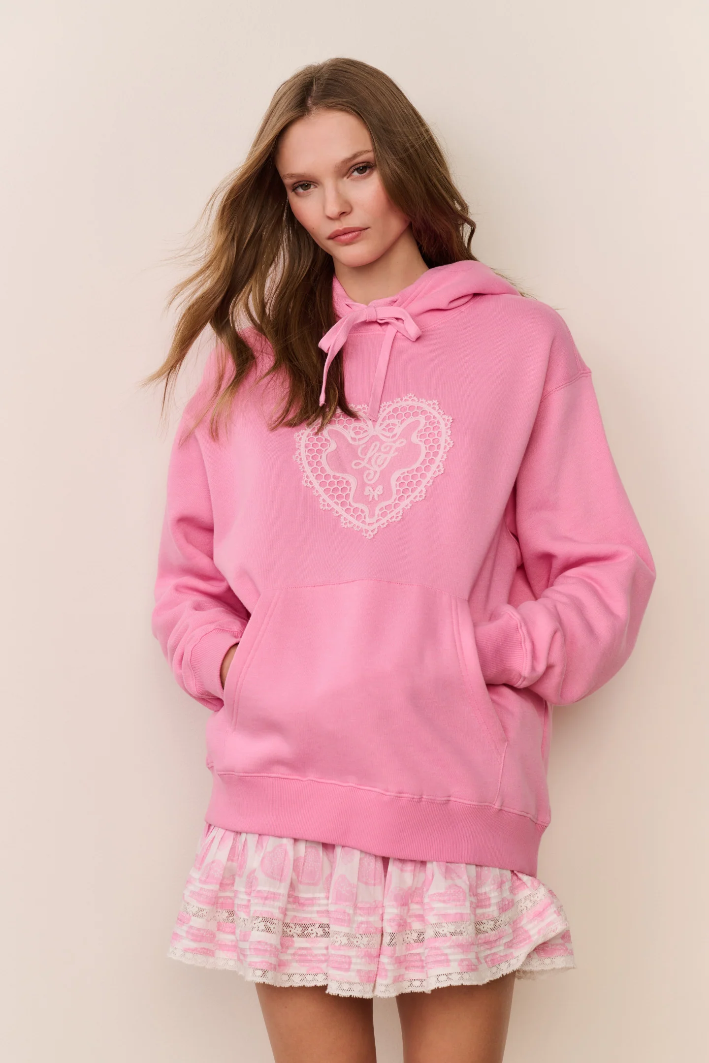 Nacova Heart Doily Fleece Hoodie - Image 2