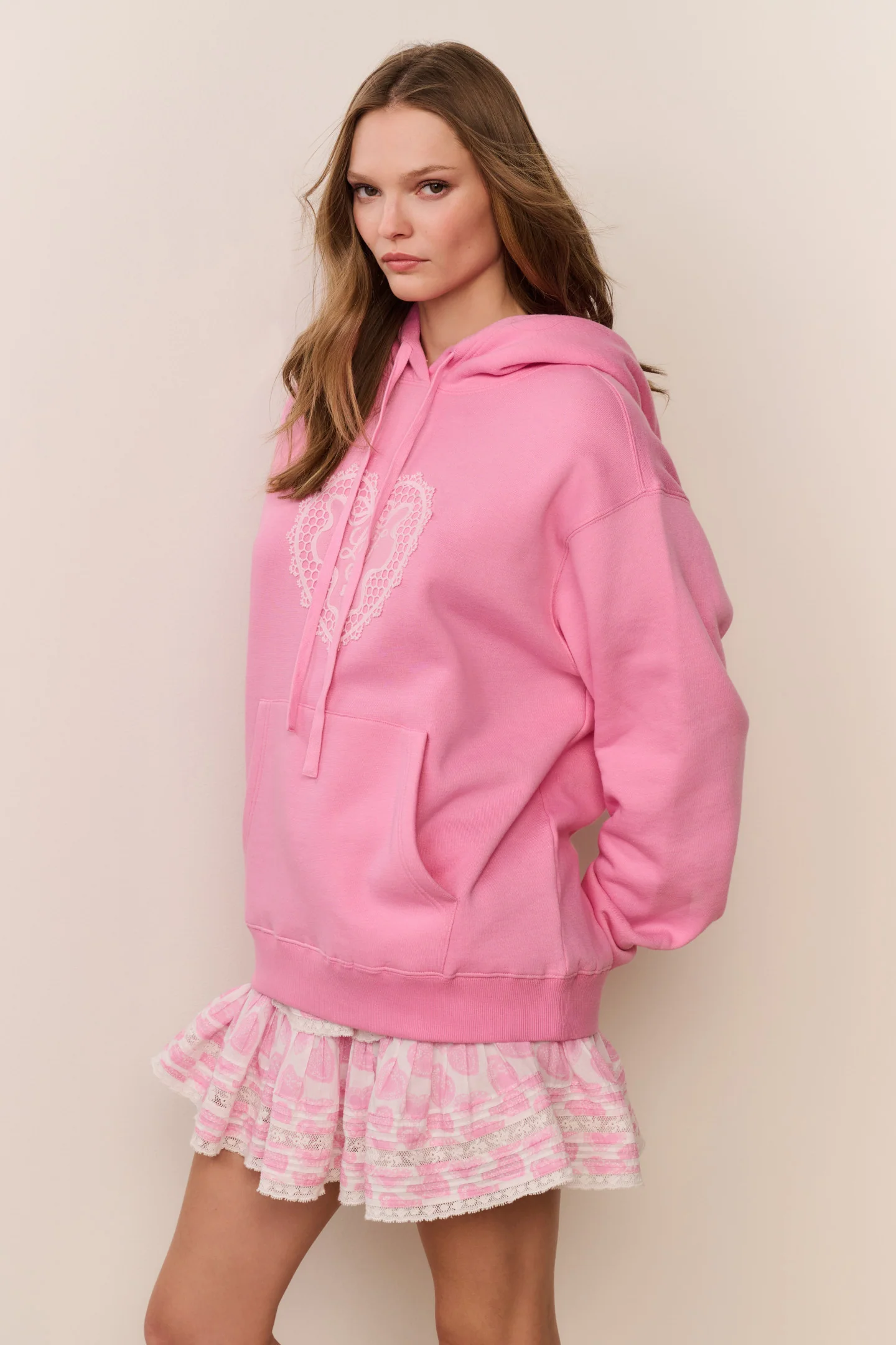 Nacova Heart Doily Fleece Hoodie - Image 3