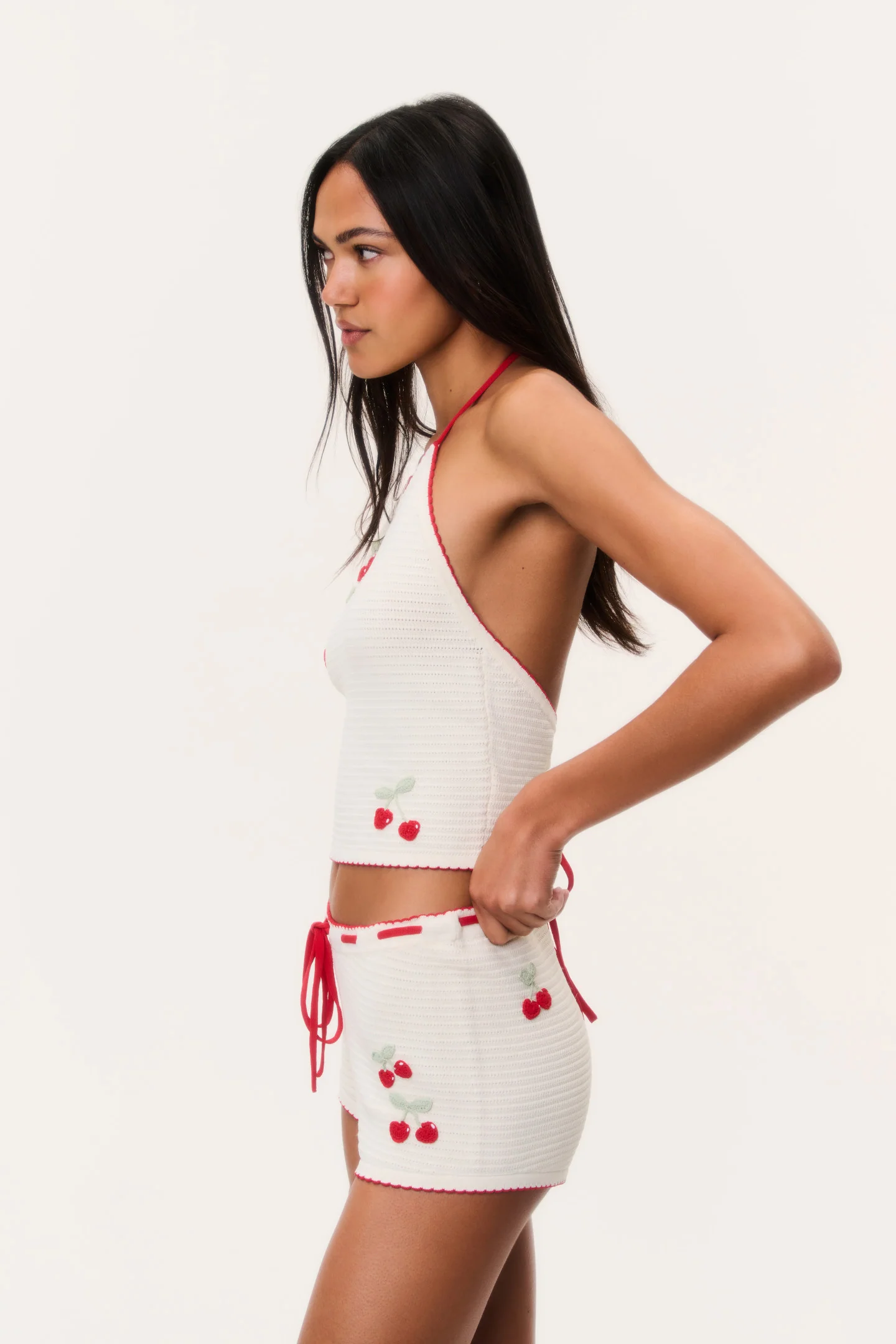 Nandie Crochet Cherry Mini Shorts - Image 5