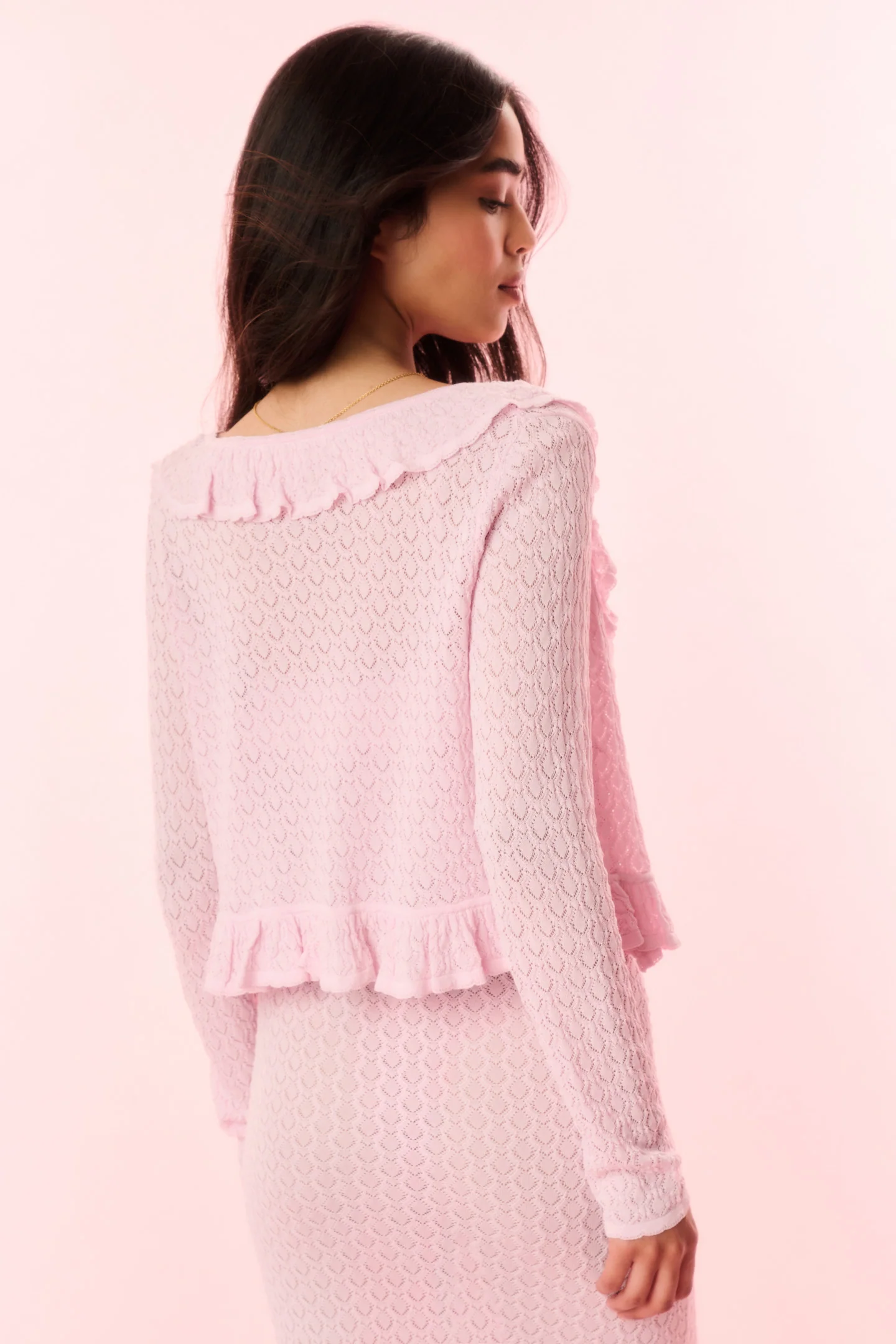 Nilah Stretch Knit Cardigan - LOTUS PETAL - Image 4