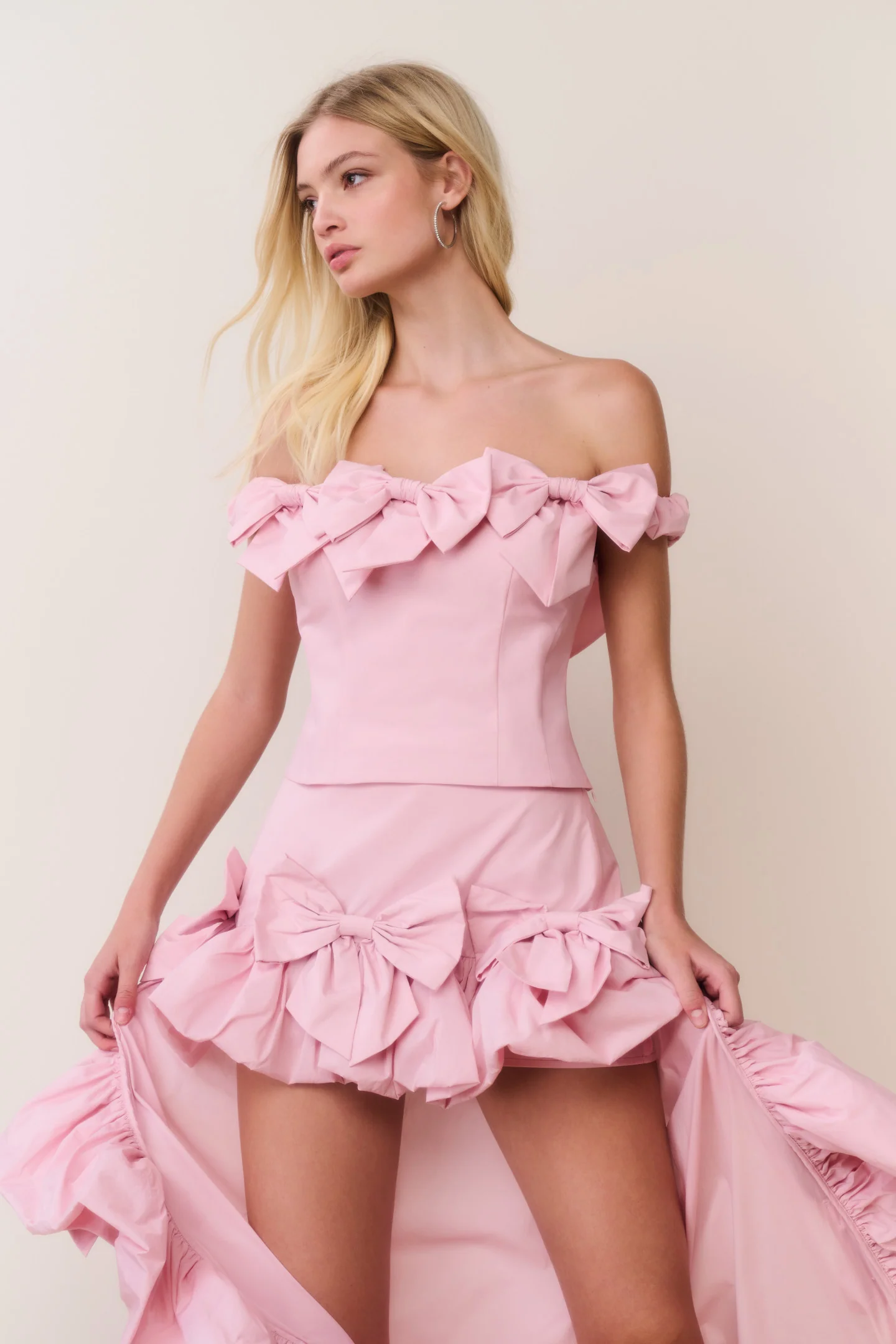 Olivera Taffeta Bow High-Low Skirt - Image 3