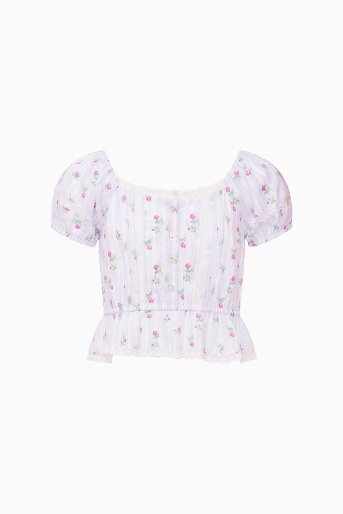 Girls Ottie Floral Striped Top - Image 4