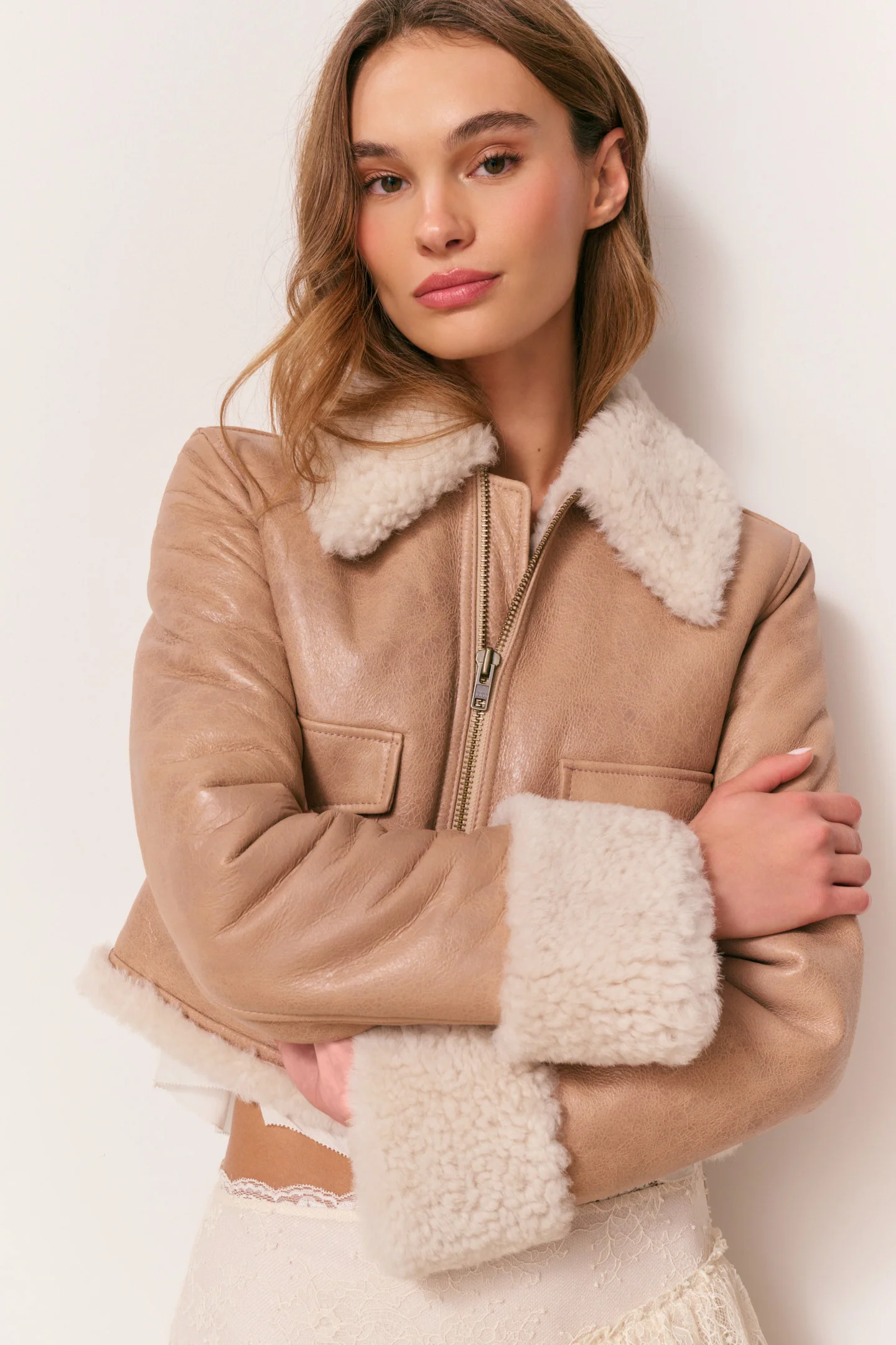 Pansy Cropped Shearling Jacket - Image 4