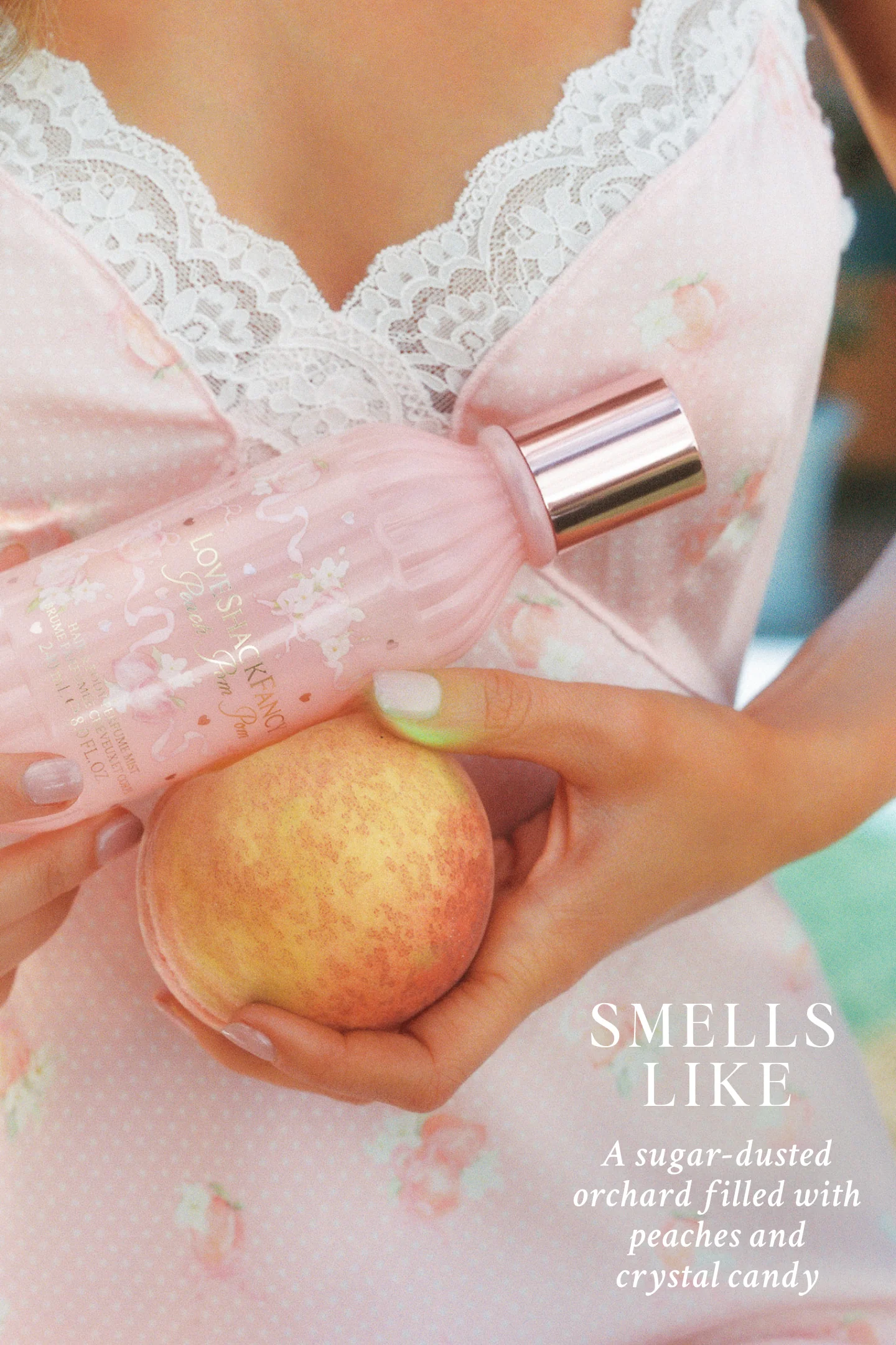 Mini Peach Pom Pom Hair & Body Perfume Mist with Candied Peach and Crystallized Sugar - Image 6