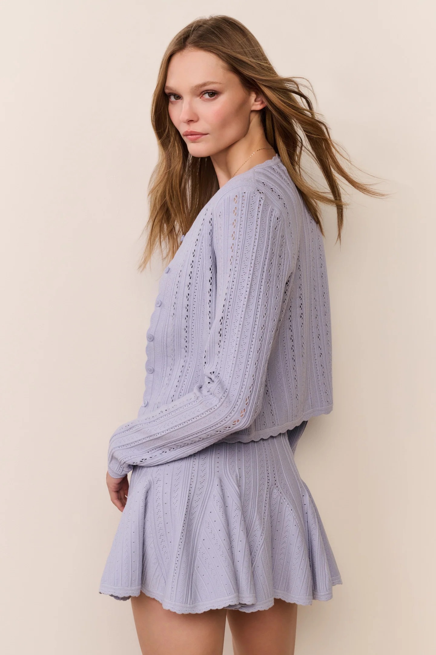 Peridot Stretch Pointelle Cardigan - Image 6