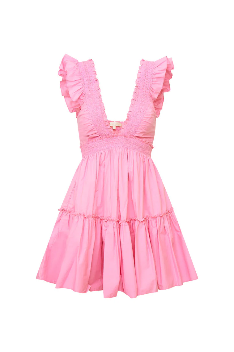 Poplar Flutter Sleeve Mini Dress - MELON KISS - Image 4