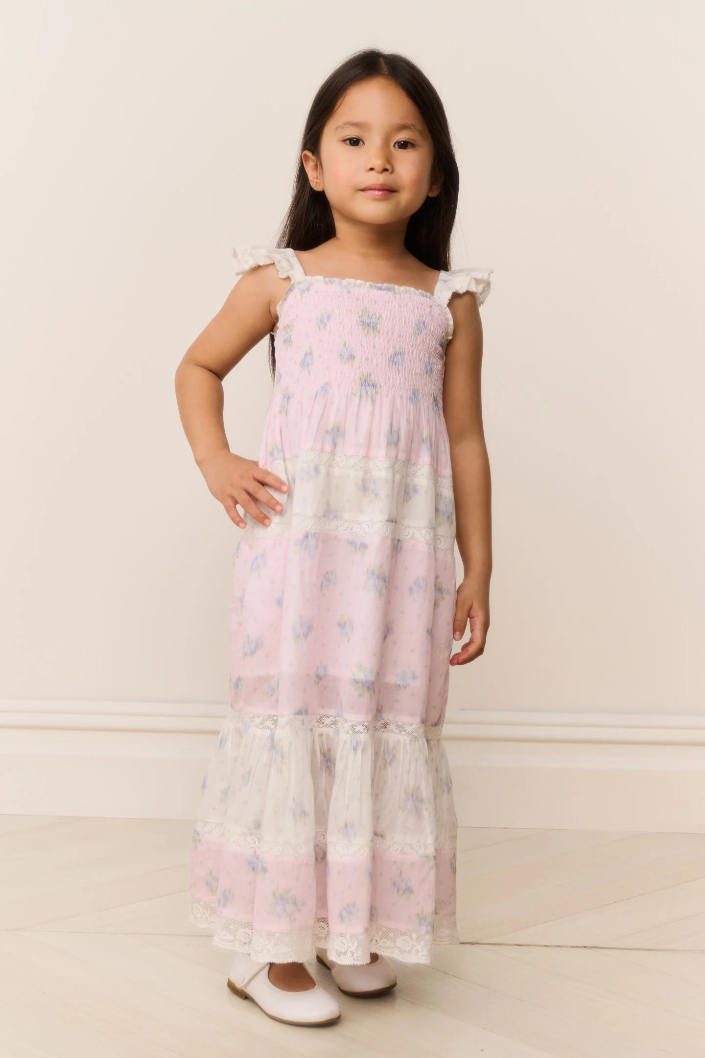 Little Girls Rhiannon Mixed Print Maxi Dress - Image 2