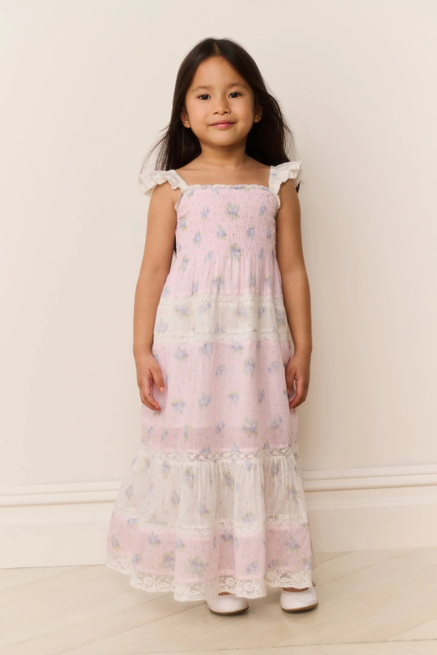 Little Girls Rhiannon Mixed Print Maxi Dress - Image 3