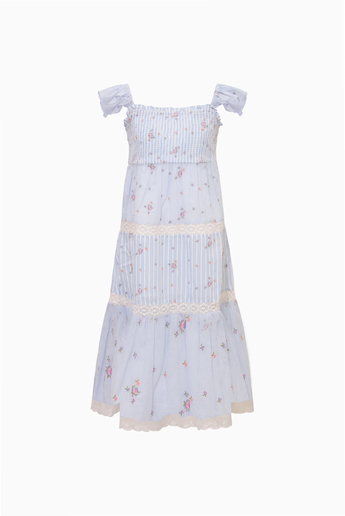 Little Girls Rhiannon Stripe Floral Dress - Image 4