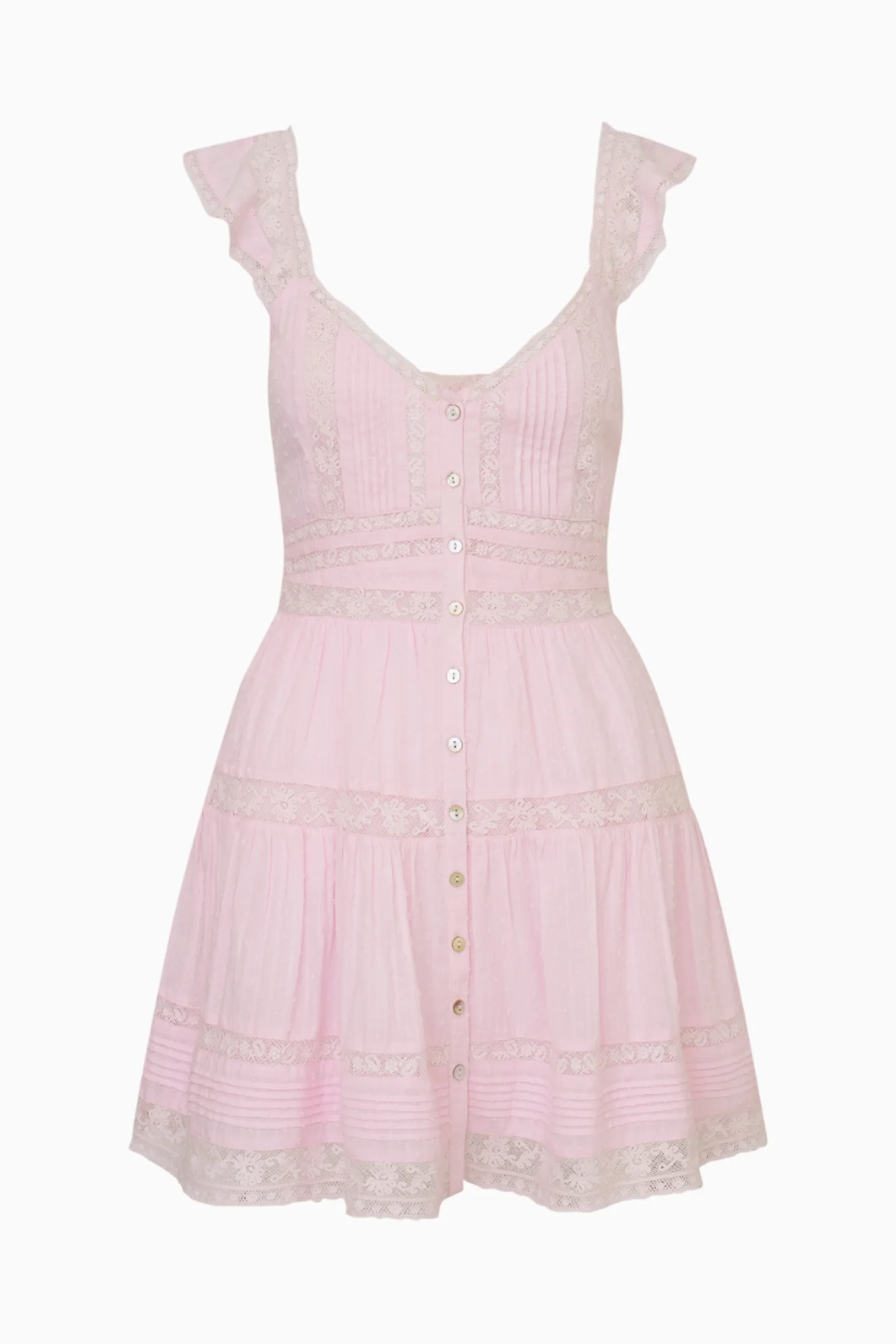Rietta Cotton Lace-Trimmed Mini Dress - BALLERINA PINK - Image 5