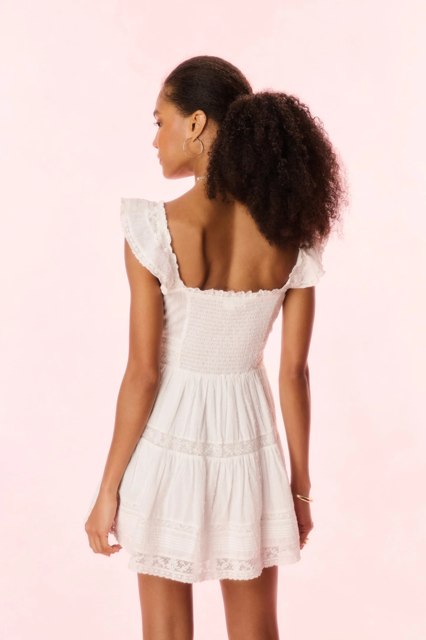 Rietta Cotton Lace-Trimmed Mini Dress - OPTIC WHITE - Image 4