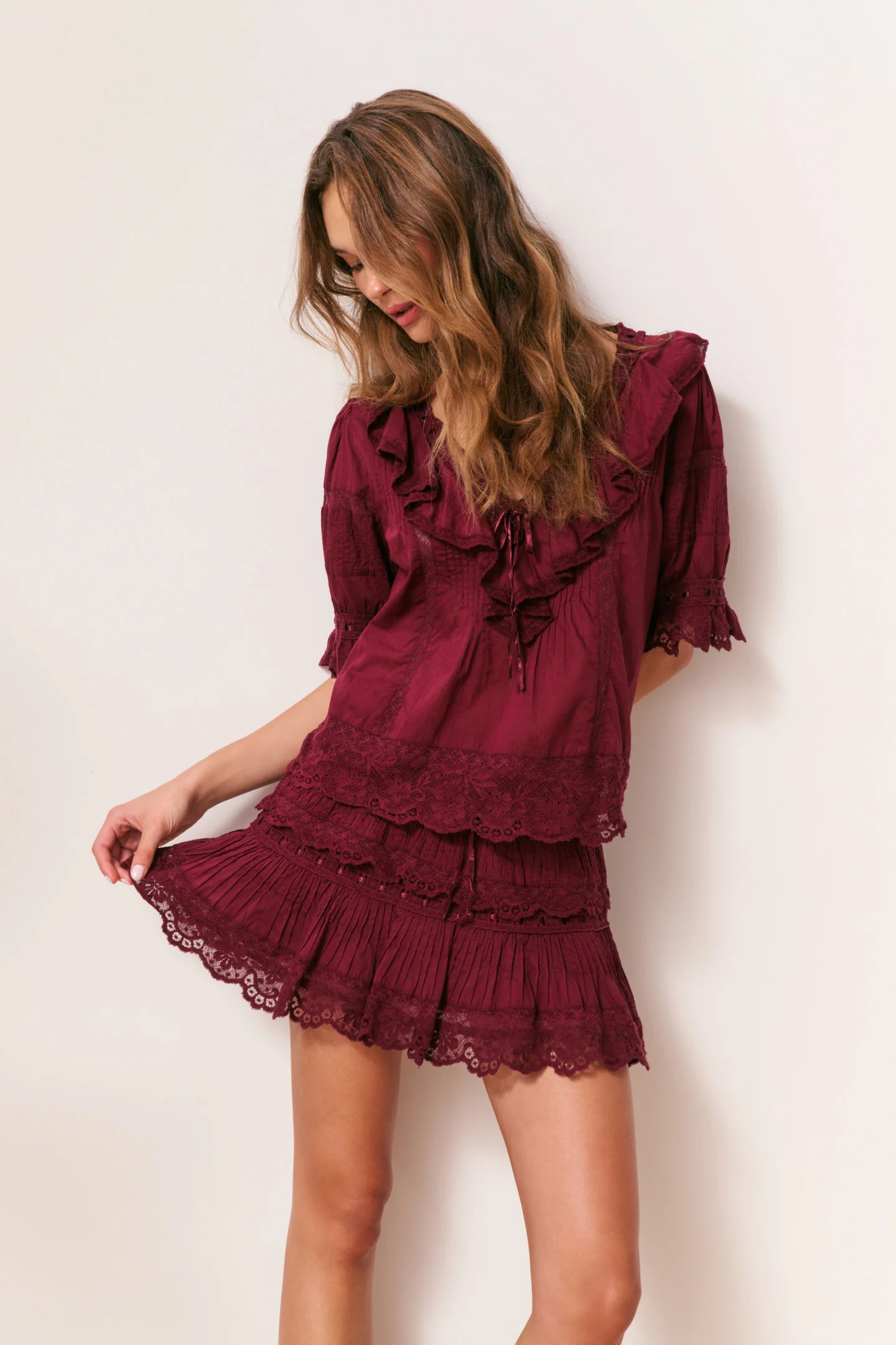 Romilly Cotton Lace Ruffle Blouse - Image 3