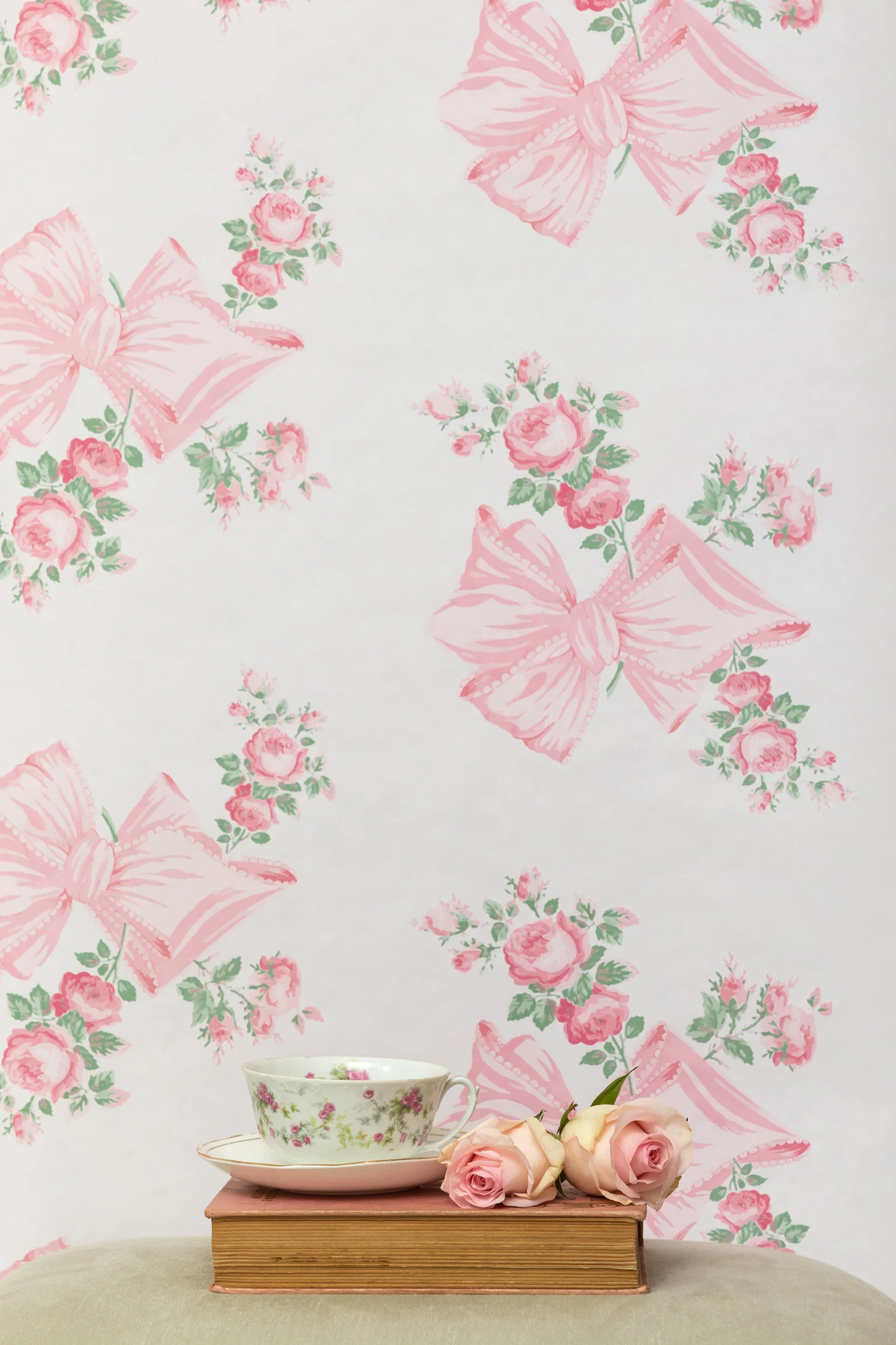 Rosa Beaux Pink Mint Standard Wallpaper - Image 3