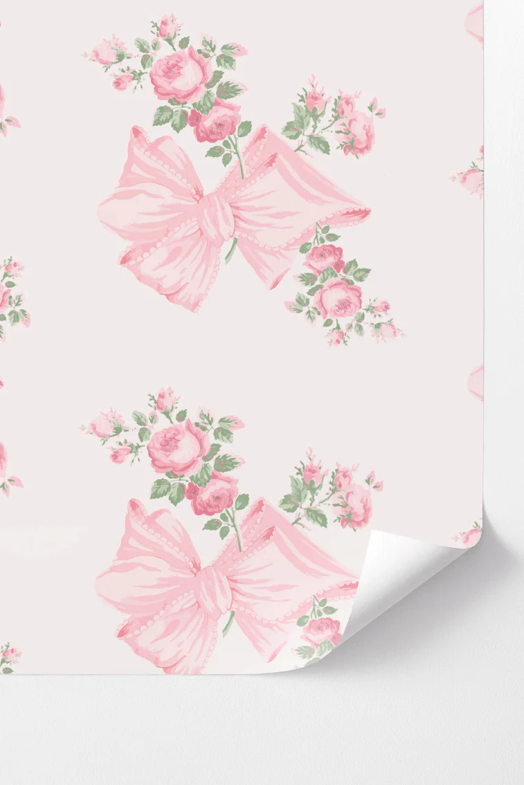 Rosa Beaux in Pink Mint Peel + Stick Wallpaper - Image 2
