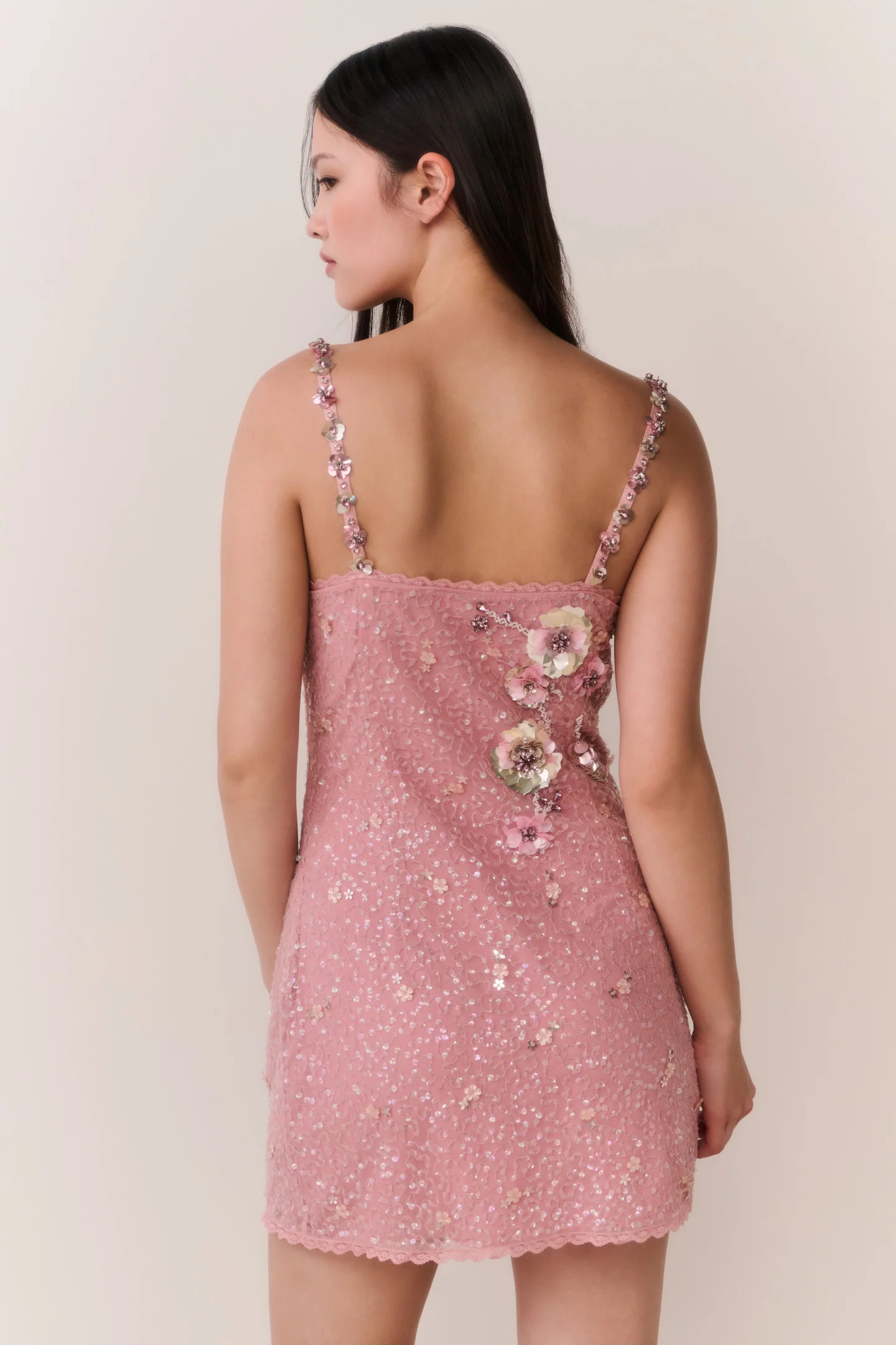 Rosmara Sequin Floral Mini Dress - Image 5