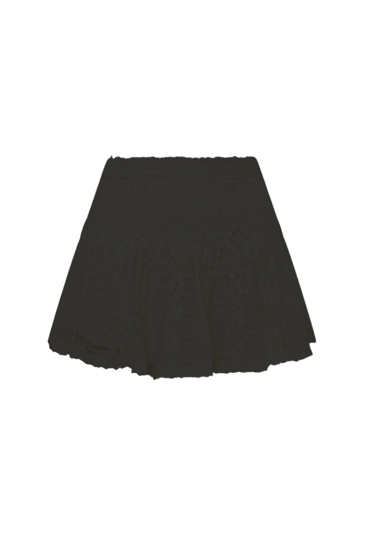 Rubyanne Crochet Lace Mini Skirt - BLACK