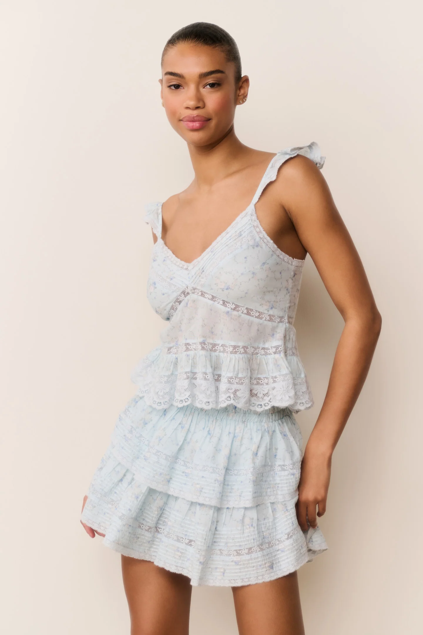 Ruffle Mini Floral Wreath Print Skirt - Image 2